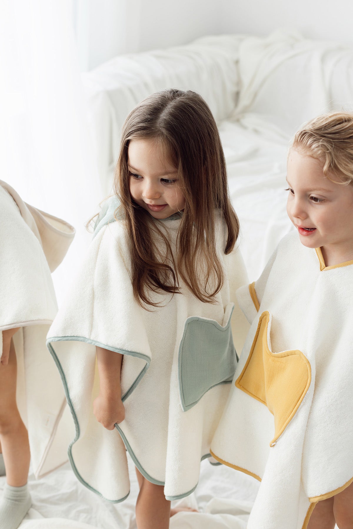 Joy of Colors Organic Cotton Muslin Detailed Child Poncho Mustard