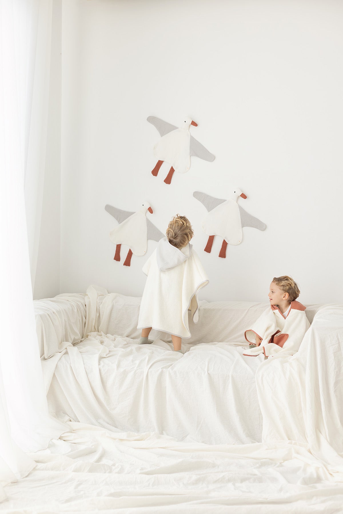 Joy of Colors Organic Cotton Muslin Detailed Child Poncho Gray