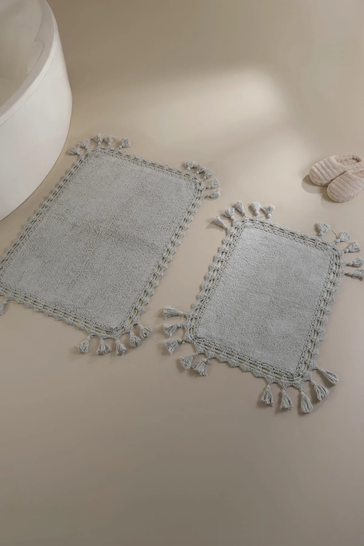Lorna 2 Piece Bath Mat Set 100% Cotton 40x60 + 60x90 Gray