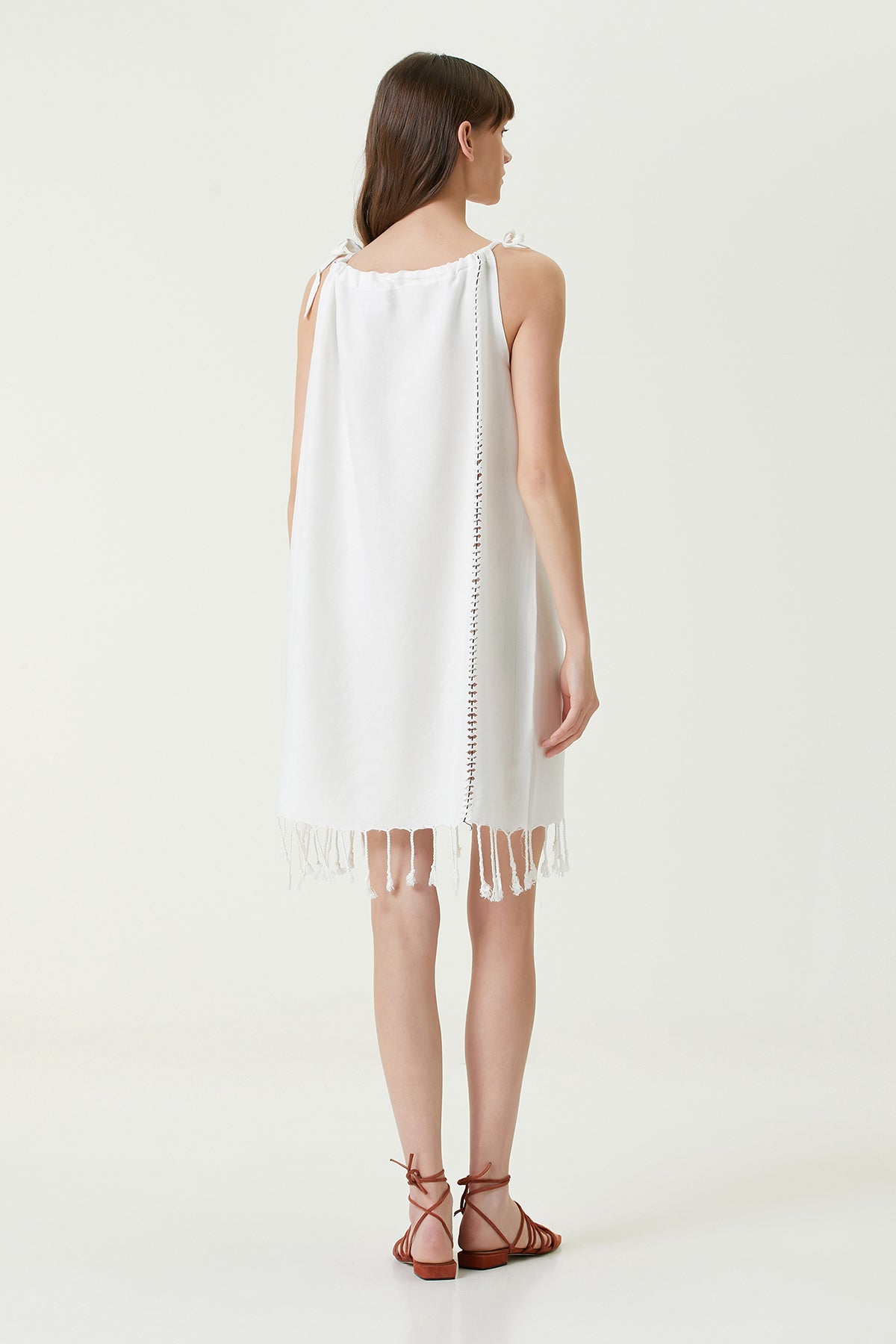 Serene Gathered Beach Dress - Black Knitted Openwork