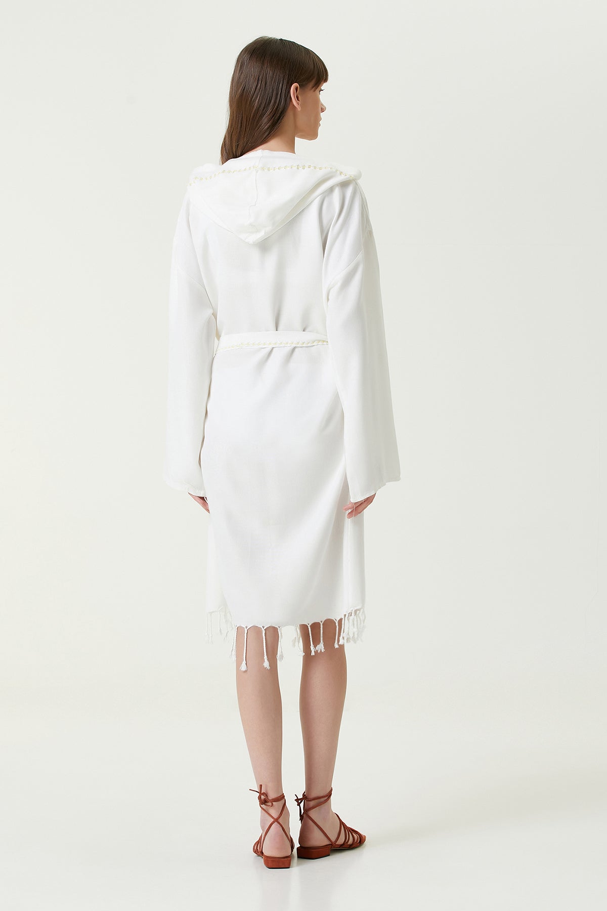 Serene Peshtamal Women's Bathrobe - Yellow Knitted Openwork