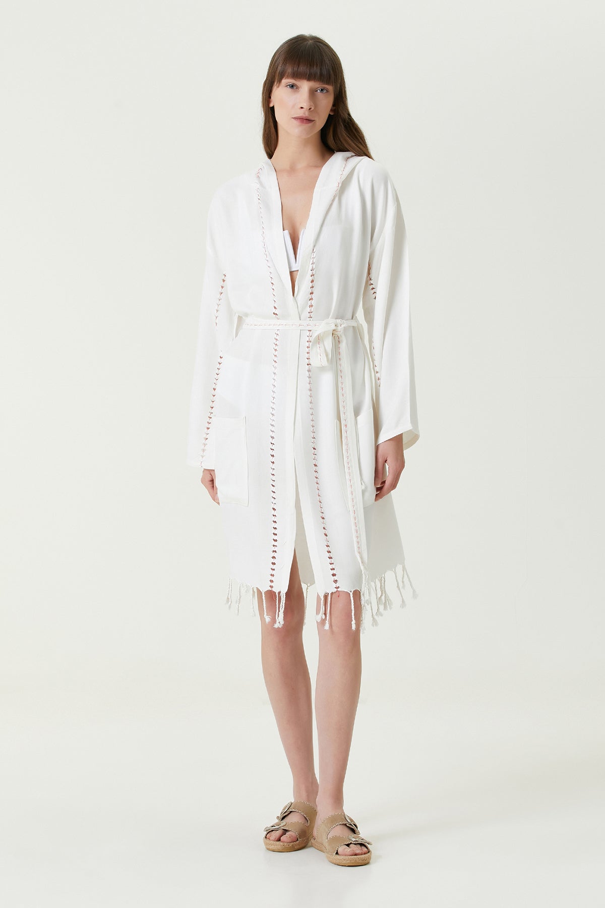 Serene Peştamal Kadın Bornoz - Mercan Örgü Ajur