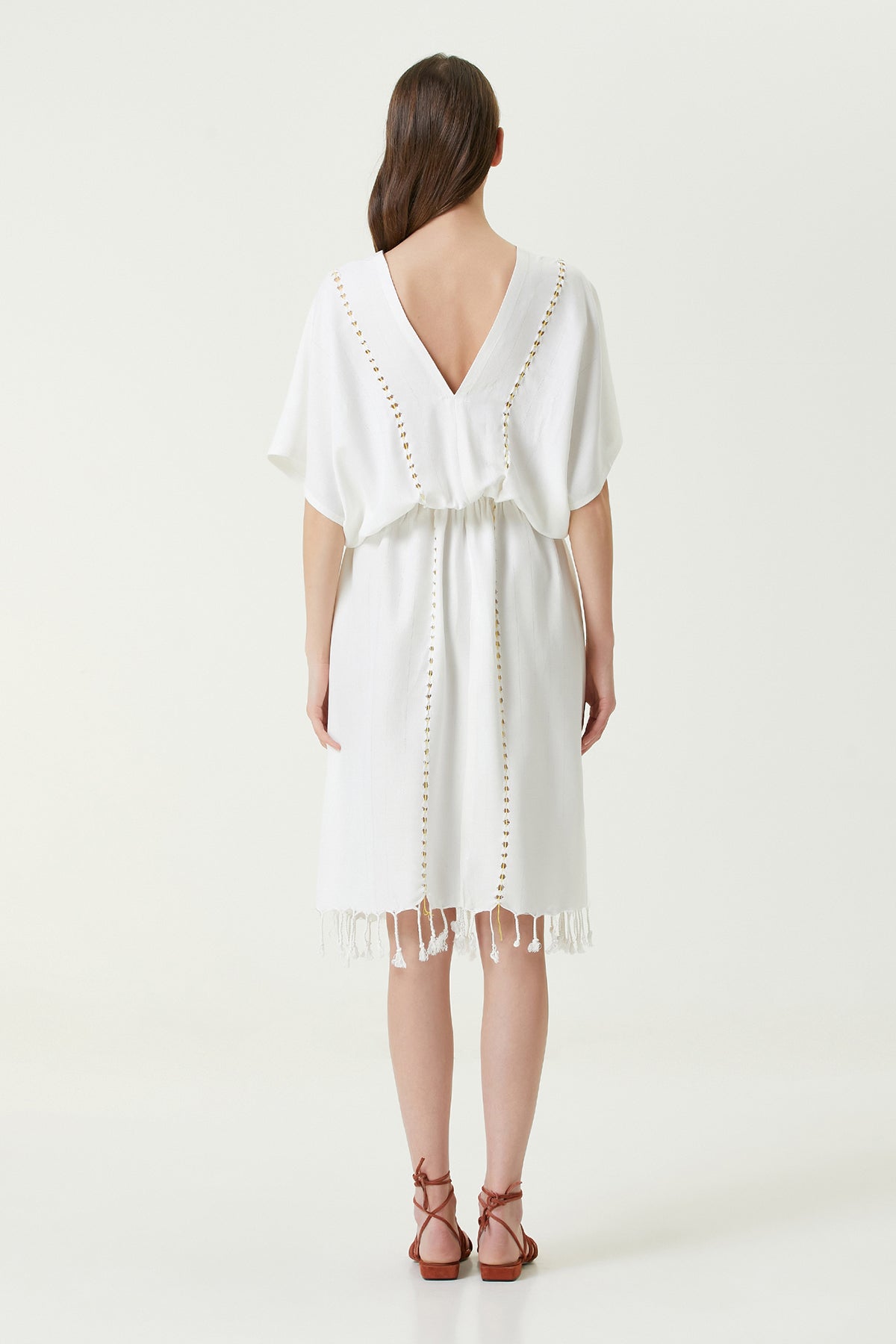 Serene Long Beach Dress - Yellow Knitted Openwork