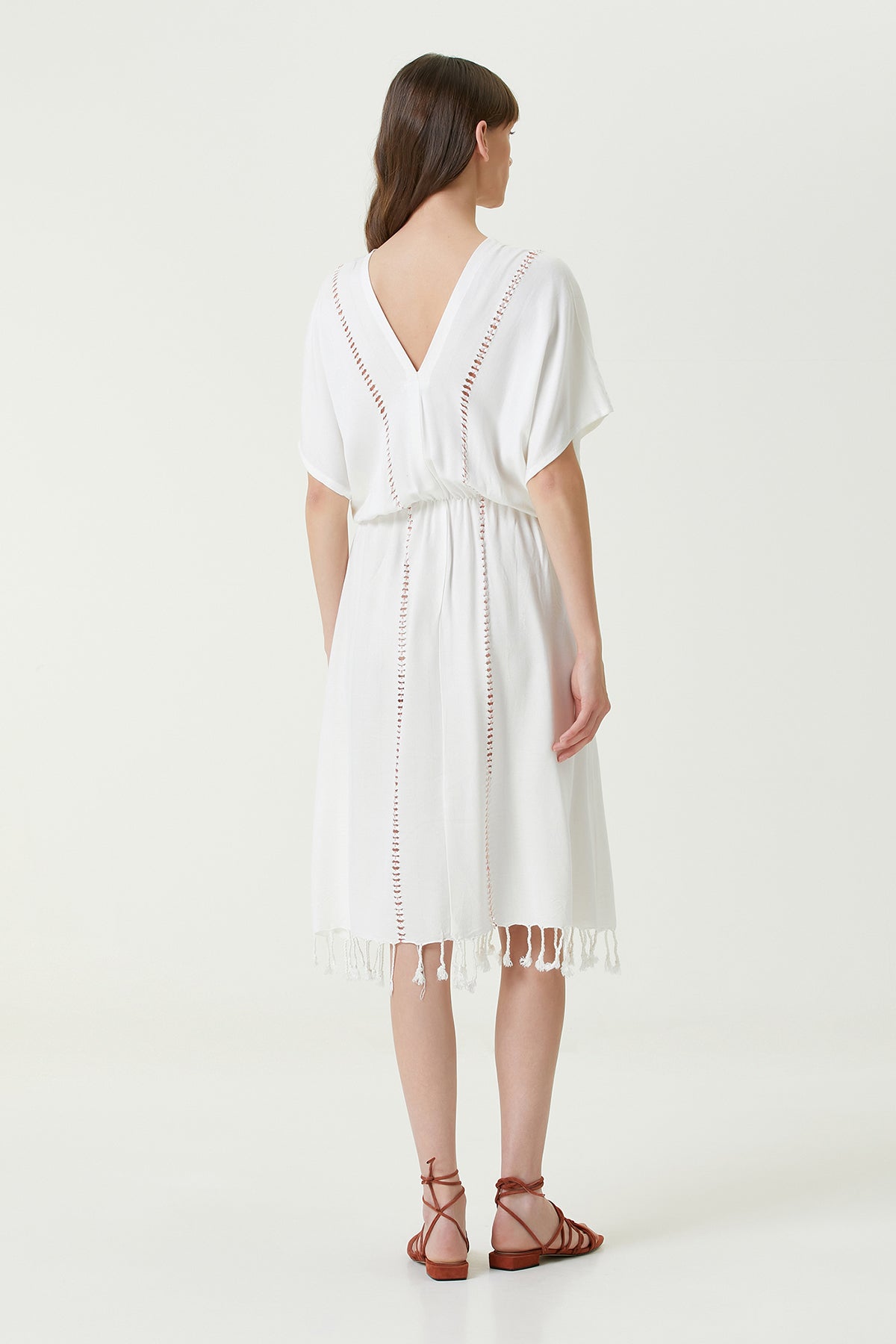 Serene Long Beach Dress - Coral Knit Openwork