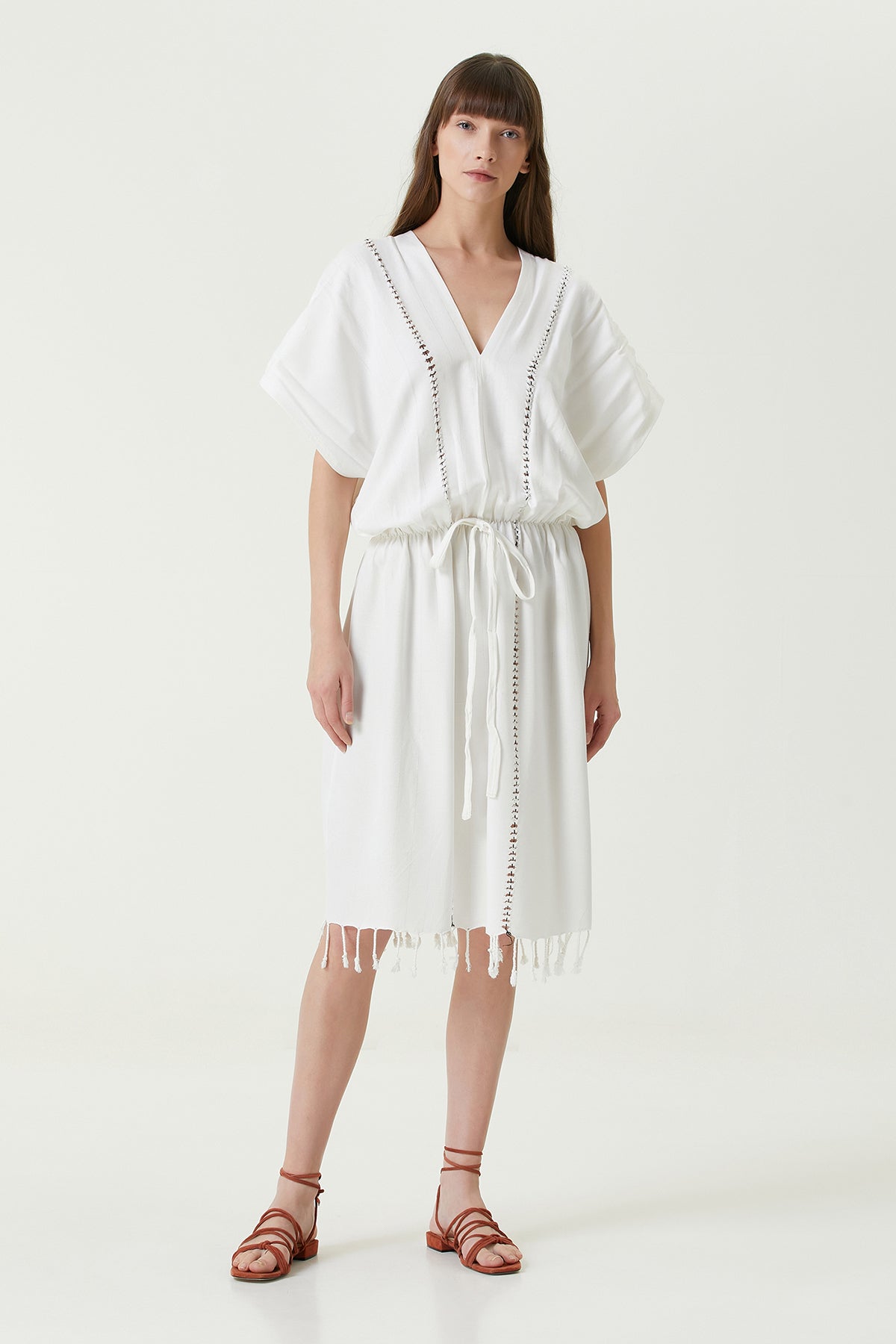 Serene Long Beach Dress - Black Knitted Openwork