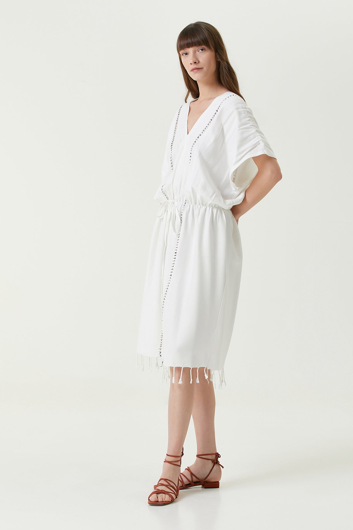 Serene Long Beach Dress - Black Knitted Openwork