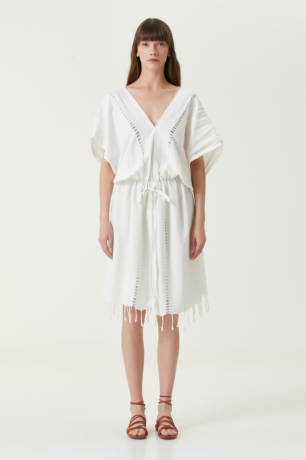 Serene Uzun Plaj Elbisesi - Turkuaz Örgü Ajur