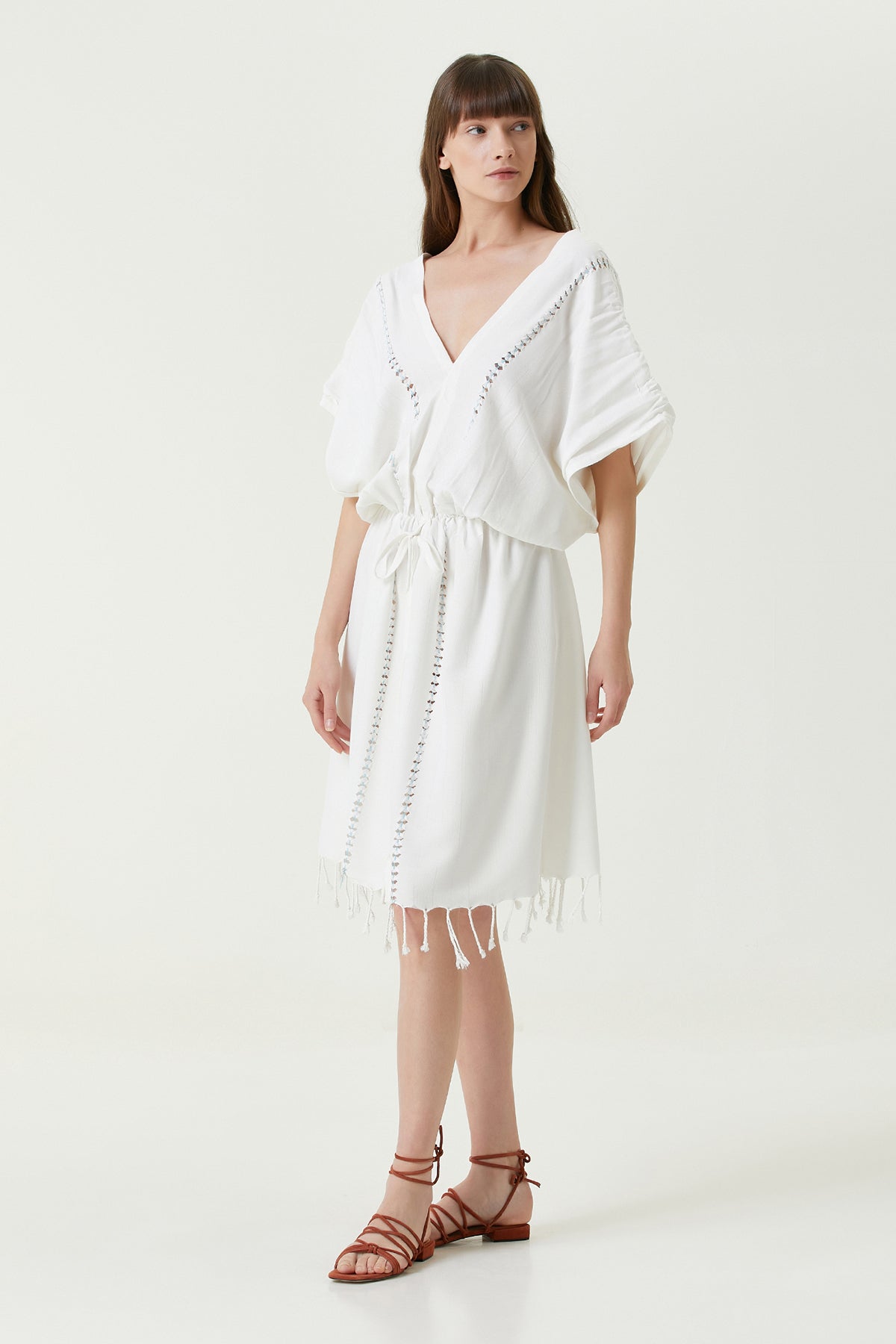 Serene Uzun Plaj Elbisesi - Turkuaz Örgü Ajur