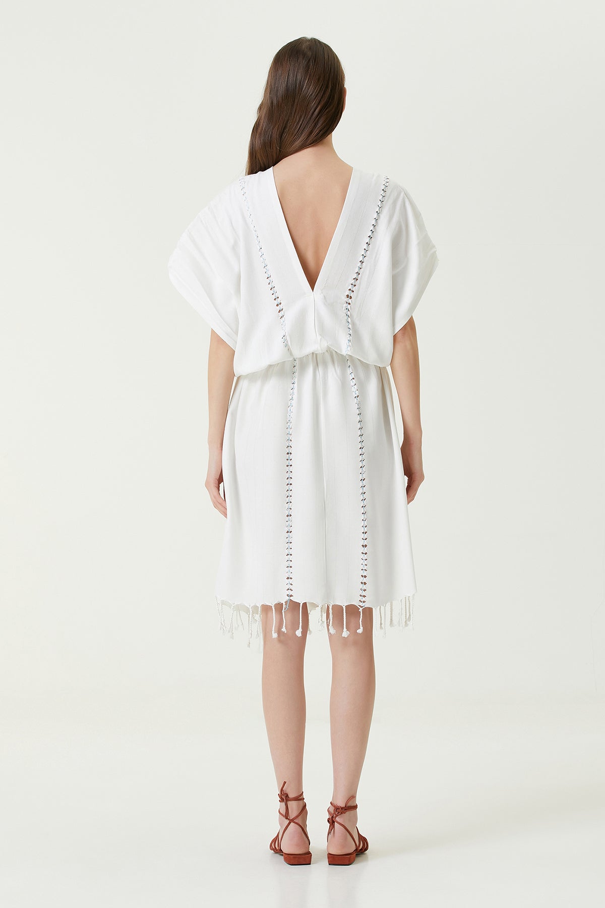 Serene Uzun Plaj Elbisesi - Turkuaz Örgü Ajur