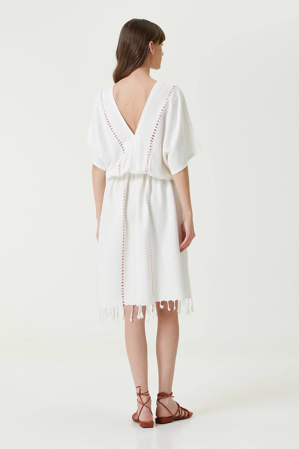 Serene Uzun Plaj Elbisesi - Turuncu Örgü Ajur