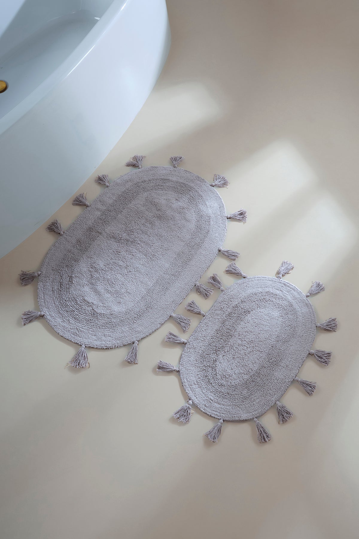 Hana 2 Piece Bath Mat Set 100% Cotton 40x60 + 60x90 Gray