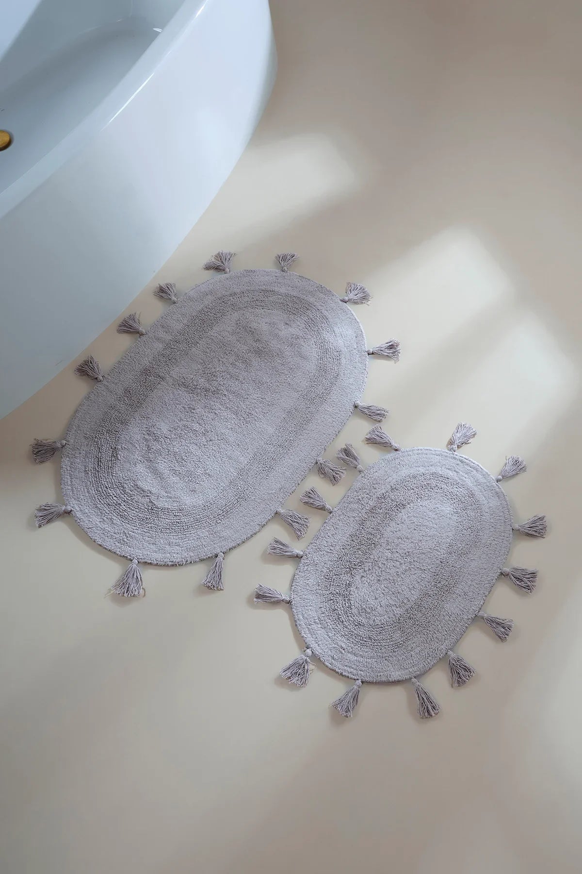 Hana 2 Piece Bath Mat Set 100% Cotton 40x60 + 60x90 Gray