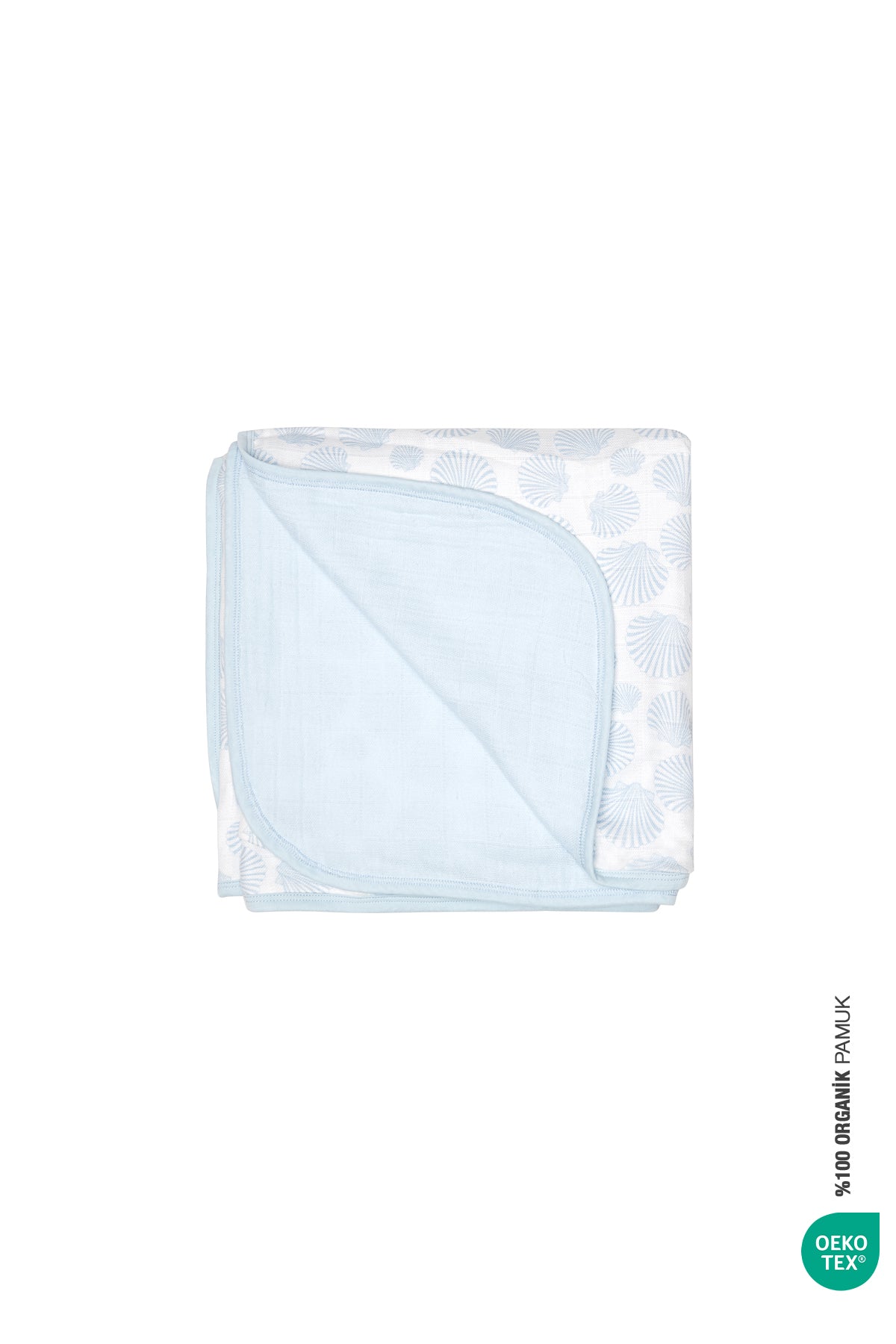 BebeMarin Seashell Müslin Battaniye 120x120 Mavi