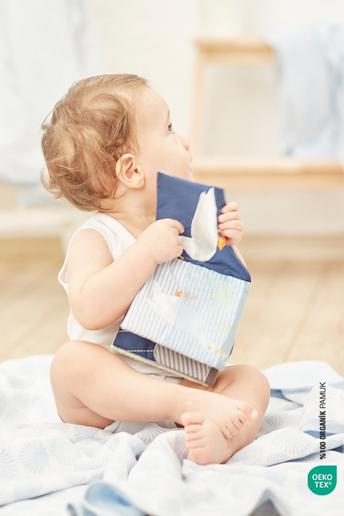 BebeMarin Seashell Müslin Battaniye 120x120 Mavi