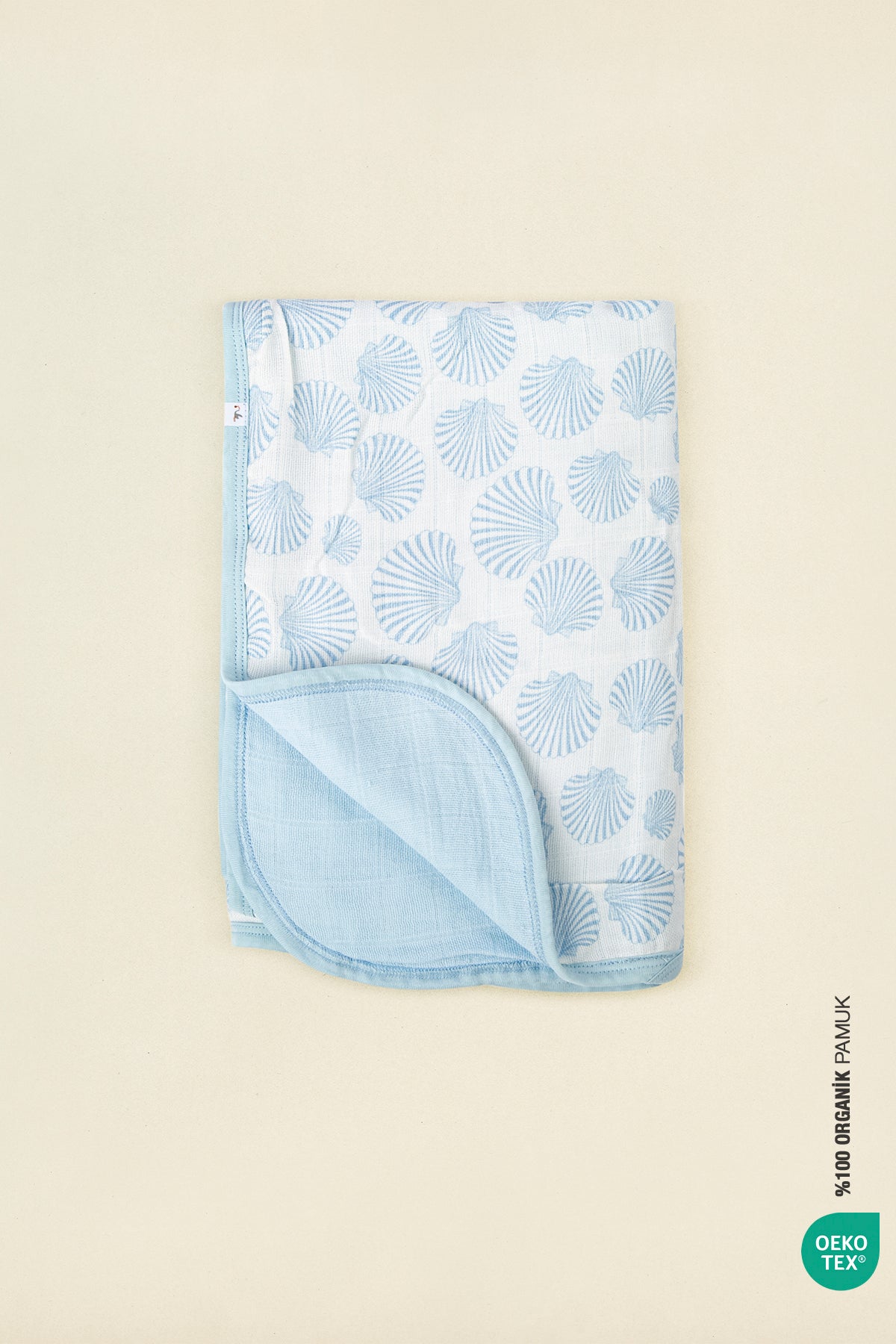 BebeMarin Seashell Müslin Battaniye 120x120 Mavi