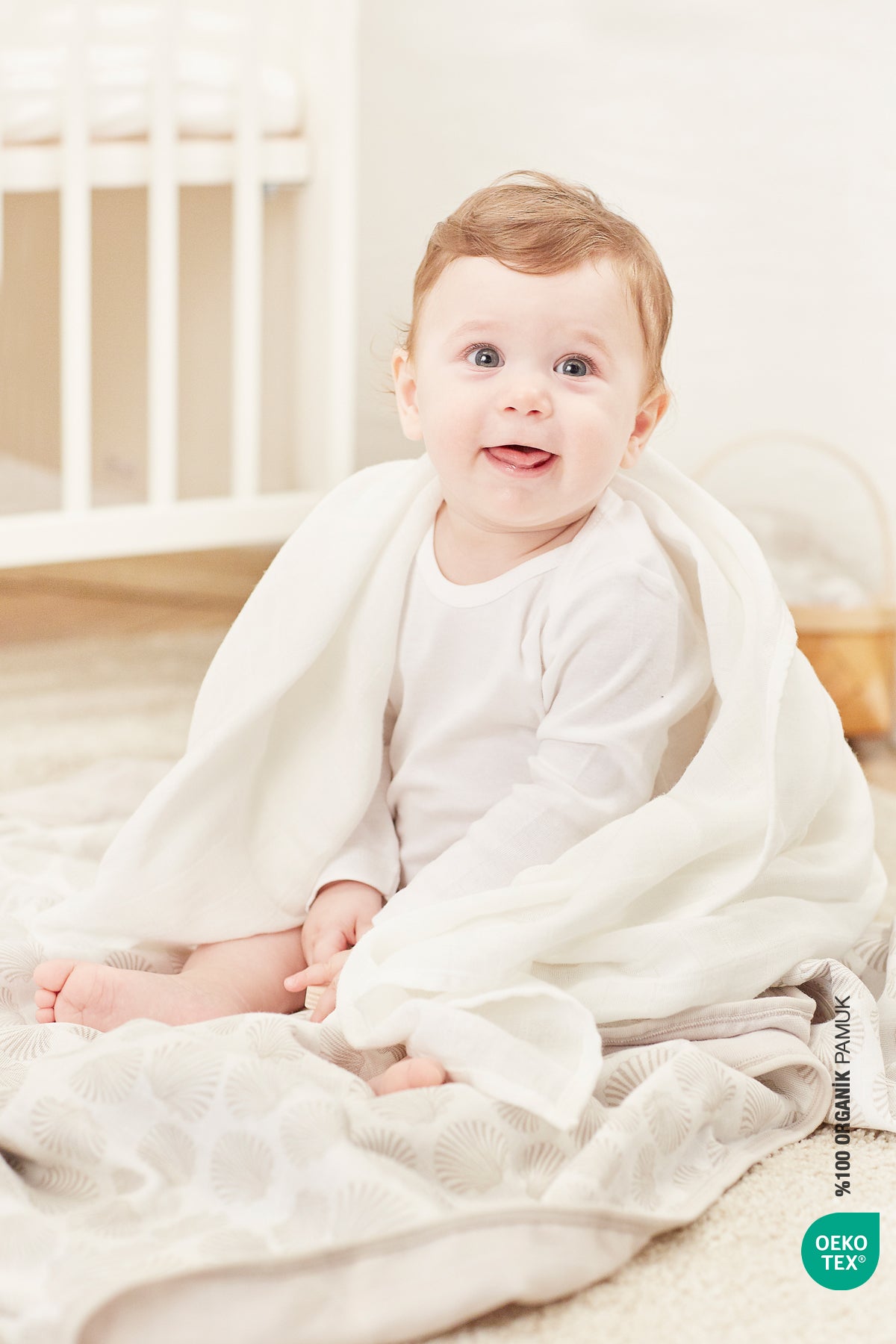 BebeMarin Çok Amaçlı Müslin Örtü 120x120 Beyaz