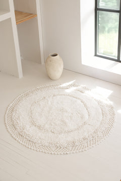 Moon Yuvarlak Banyo Paspası %100 Pamuk 115x115 Ekru