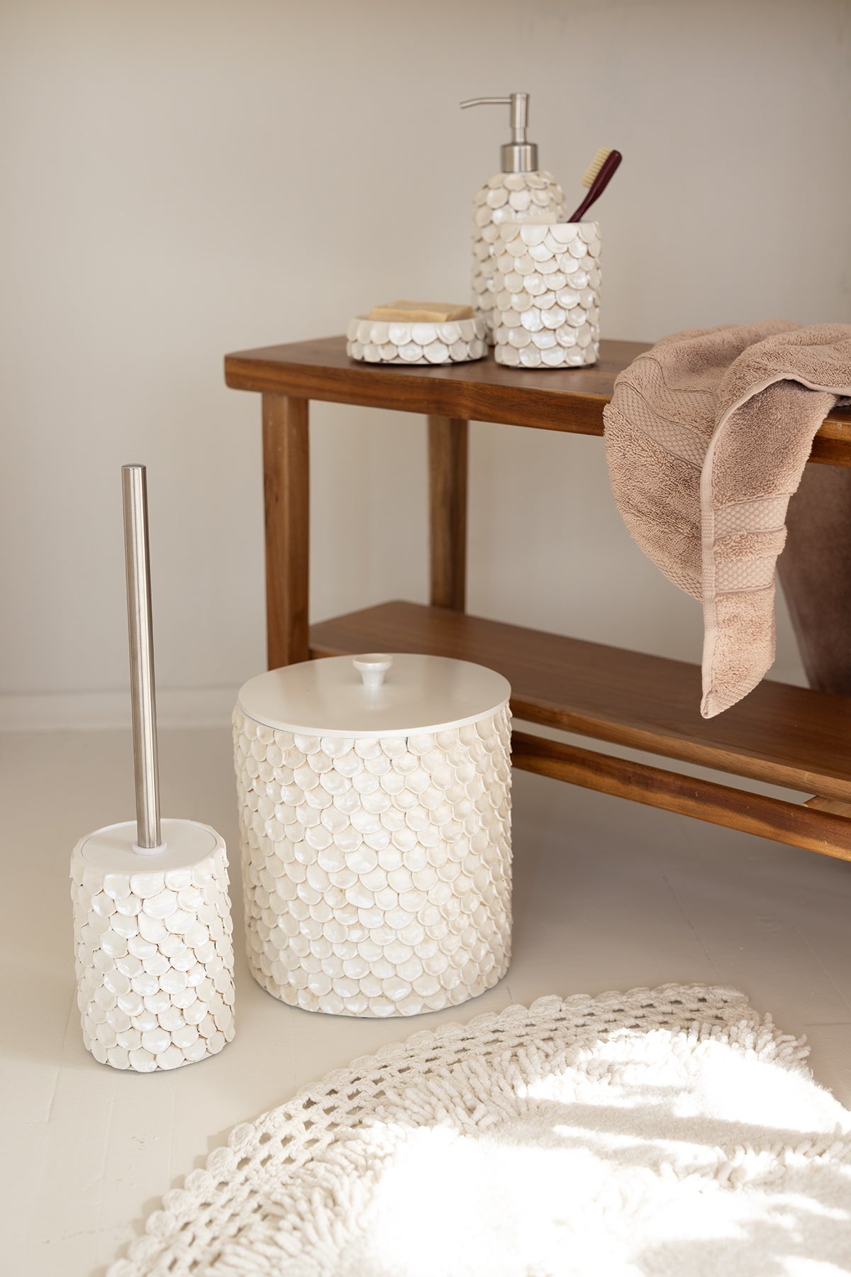 Moon Yuvarlak Banyo Paspası %100 Pamuk 115x115 Ekru