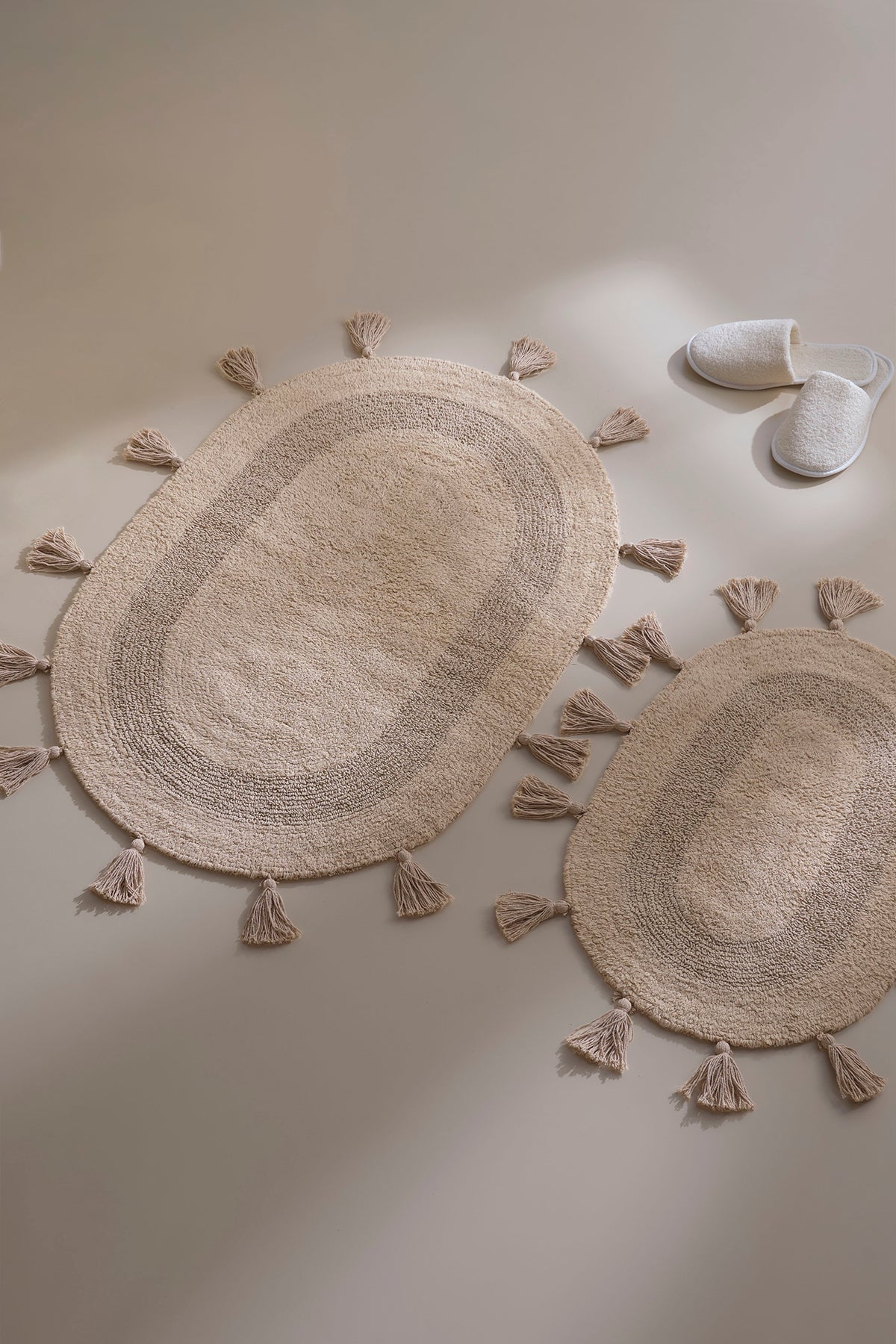 Hana 2’li Takım Banyo Paspası %100 Pamuk 40x60 + 60x90 Bej