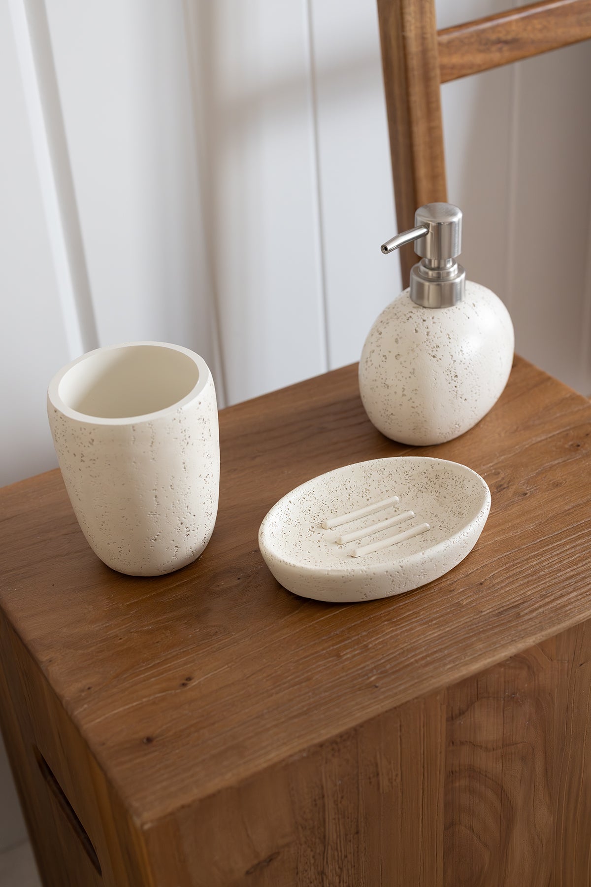 Travertine 5 Parça Banyo Seti Açık Bej