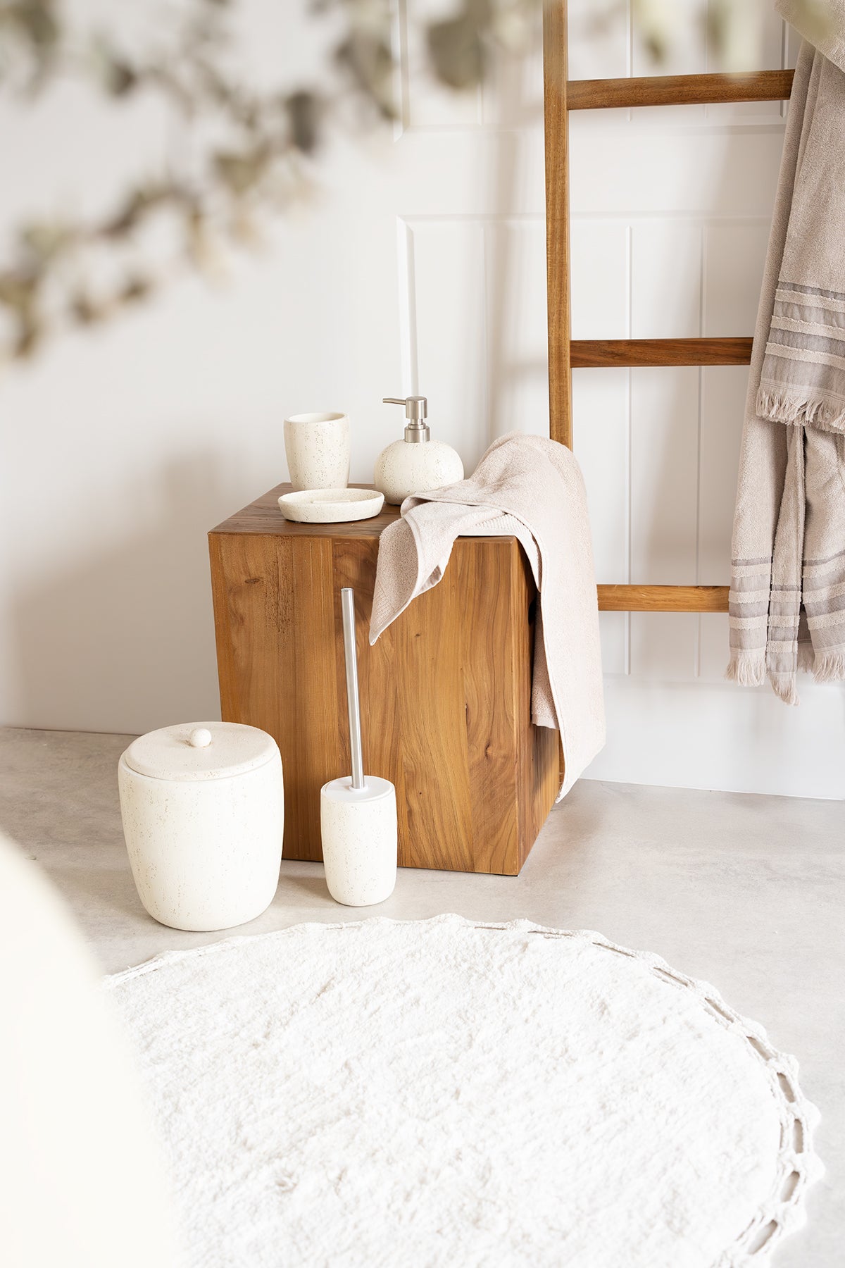 Travertine 5 Parça Banyo Seti Açık Bej