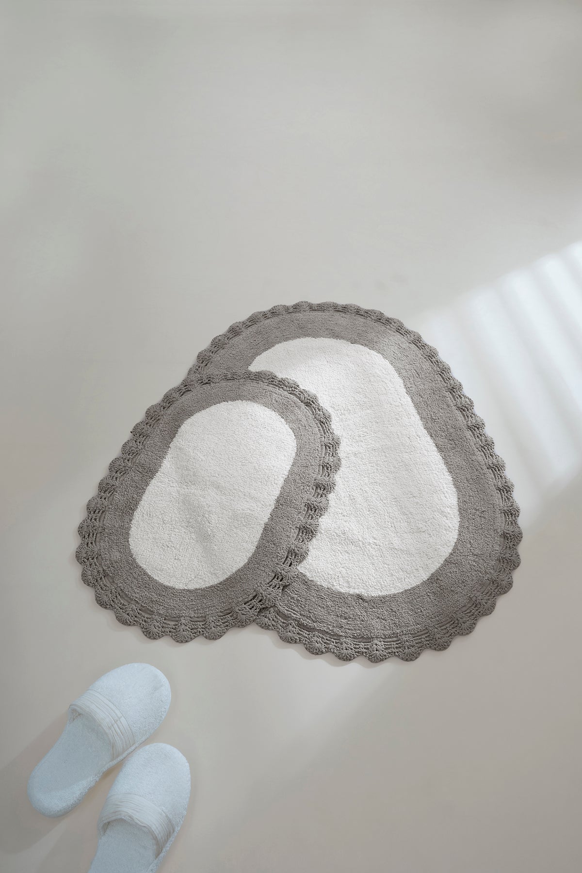 Bianca 2’li Takım Banyo Paspası %100 Pamuk 40x60 + 60x90 Açık Gri