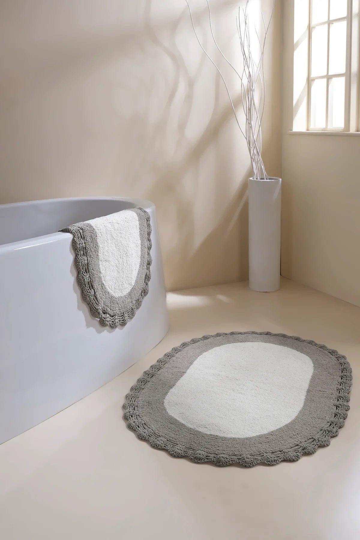 Bianca 2 Piece Bath Mat Set 100% Cotton 40x60 + 60x90 Light Grey