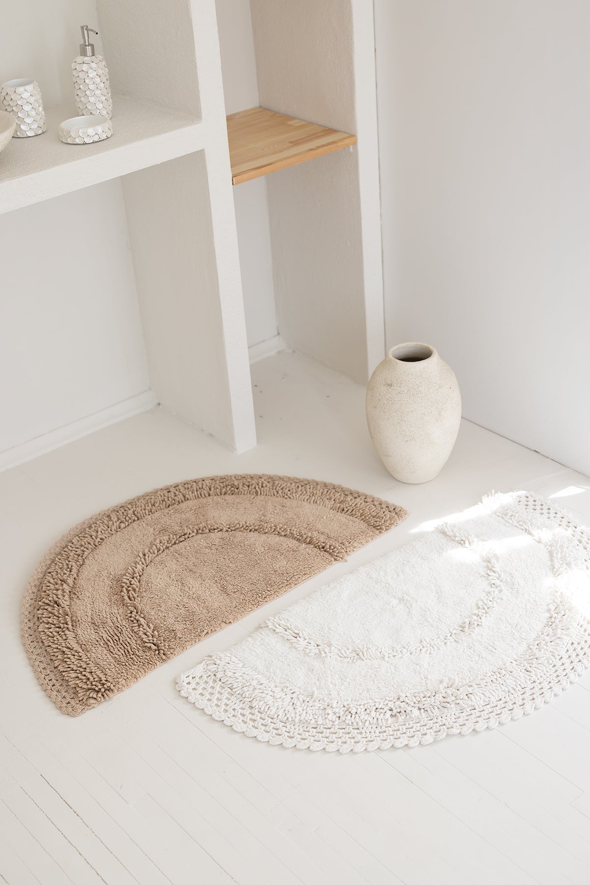 Moon Tekli Banyo Paspası %100 Pamuk 50x80 Ekru