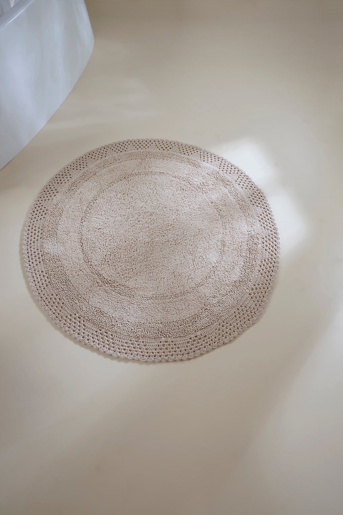 Moon Yuvarlak Banyo Paspası %100 Pamuk 120x120 Bej