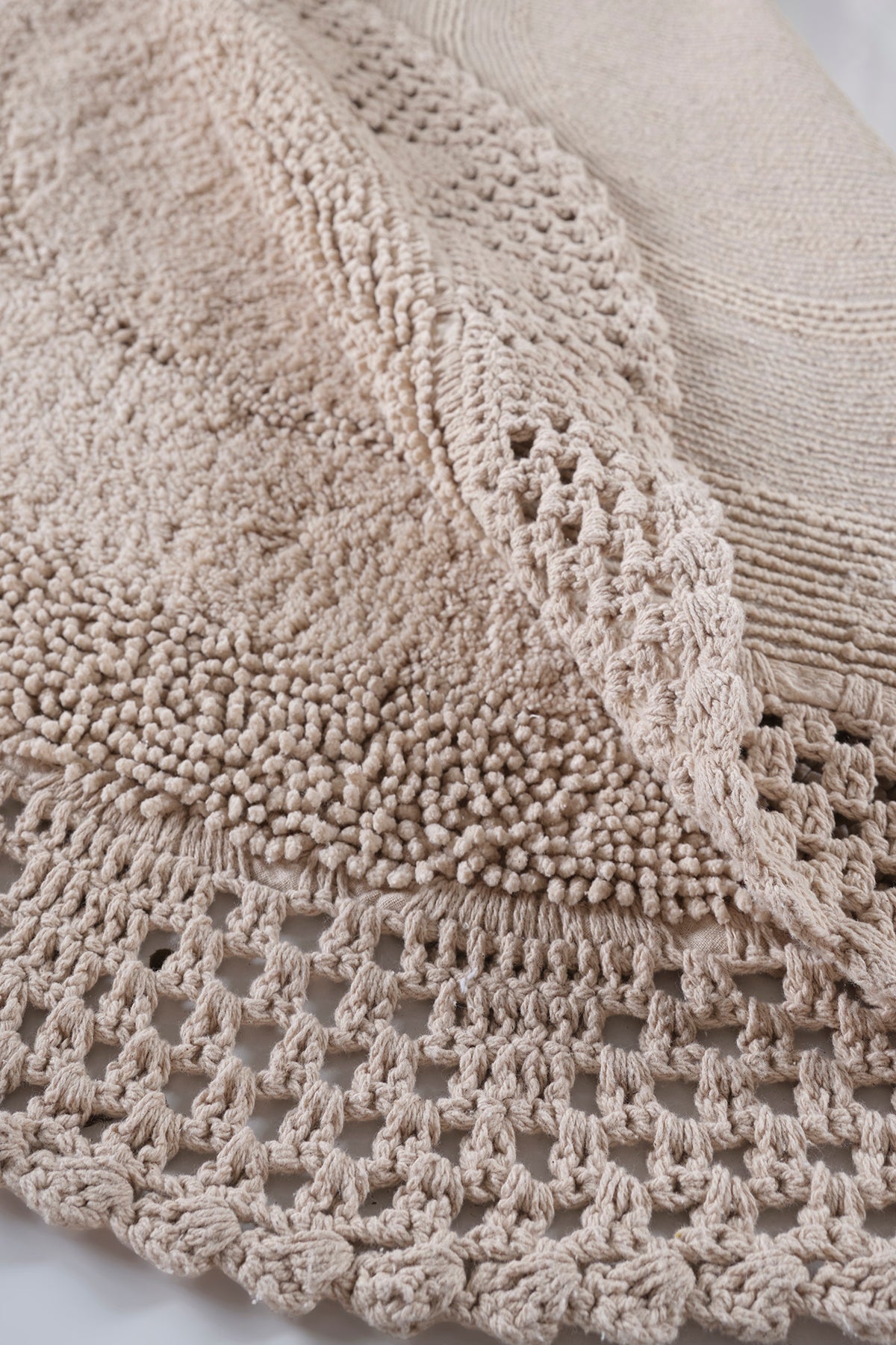 Moon Yuvarlak Banyo Paspası %100 Pamuk 120x120 Bej