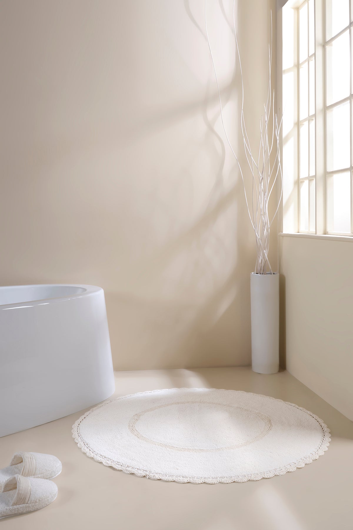 Cathy Yuvarlak Banyo Paspası %100 Pamuk 100x100 Ekru