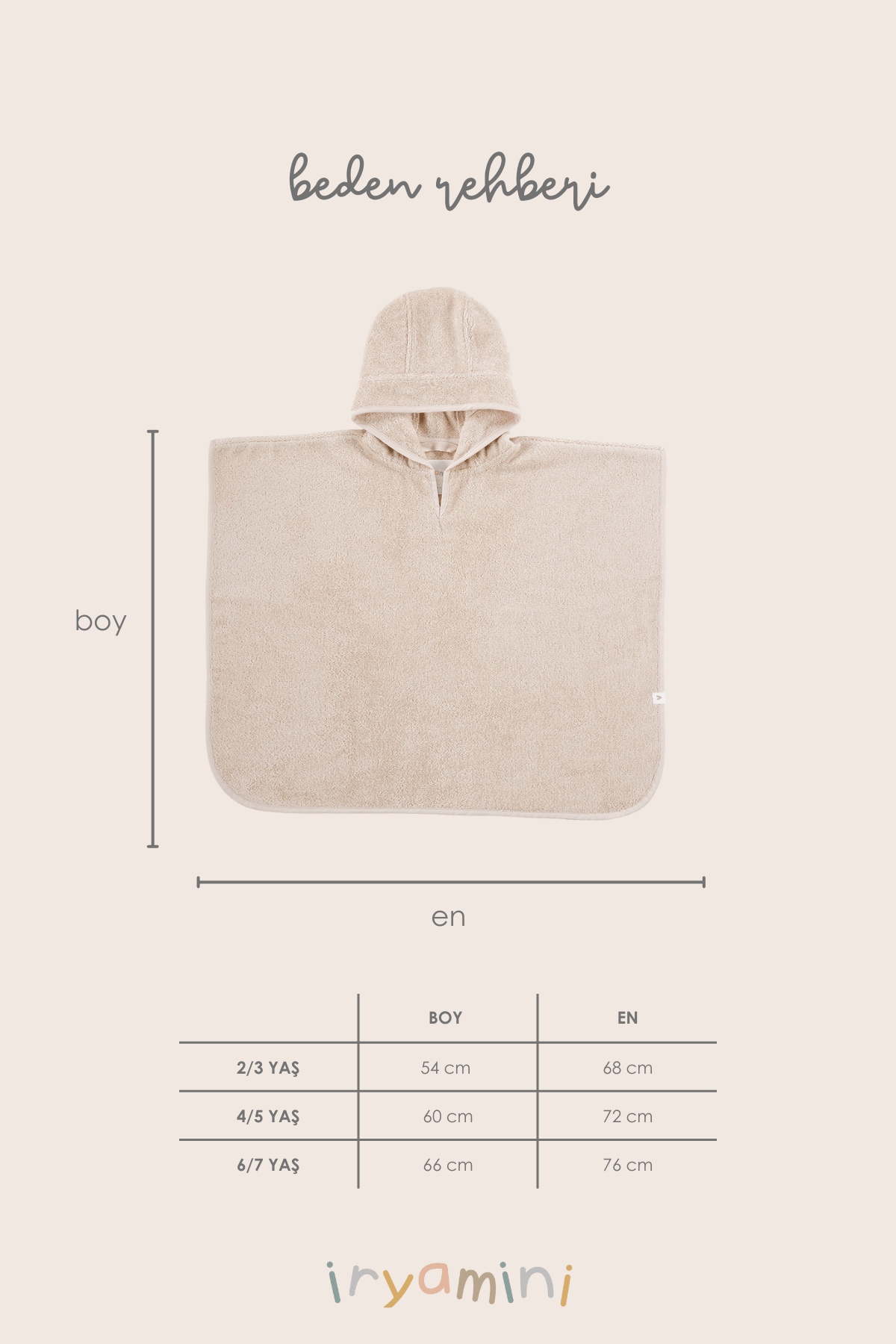 Tiny Squirrel Organic Cotton Embroidered Child Poncho Beige