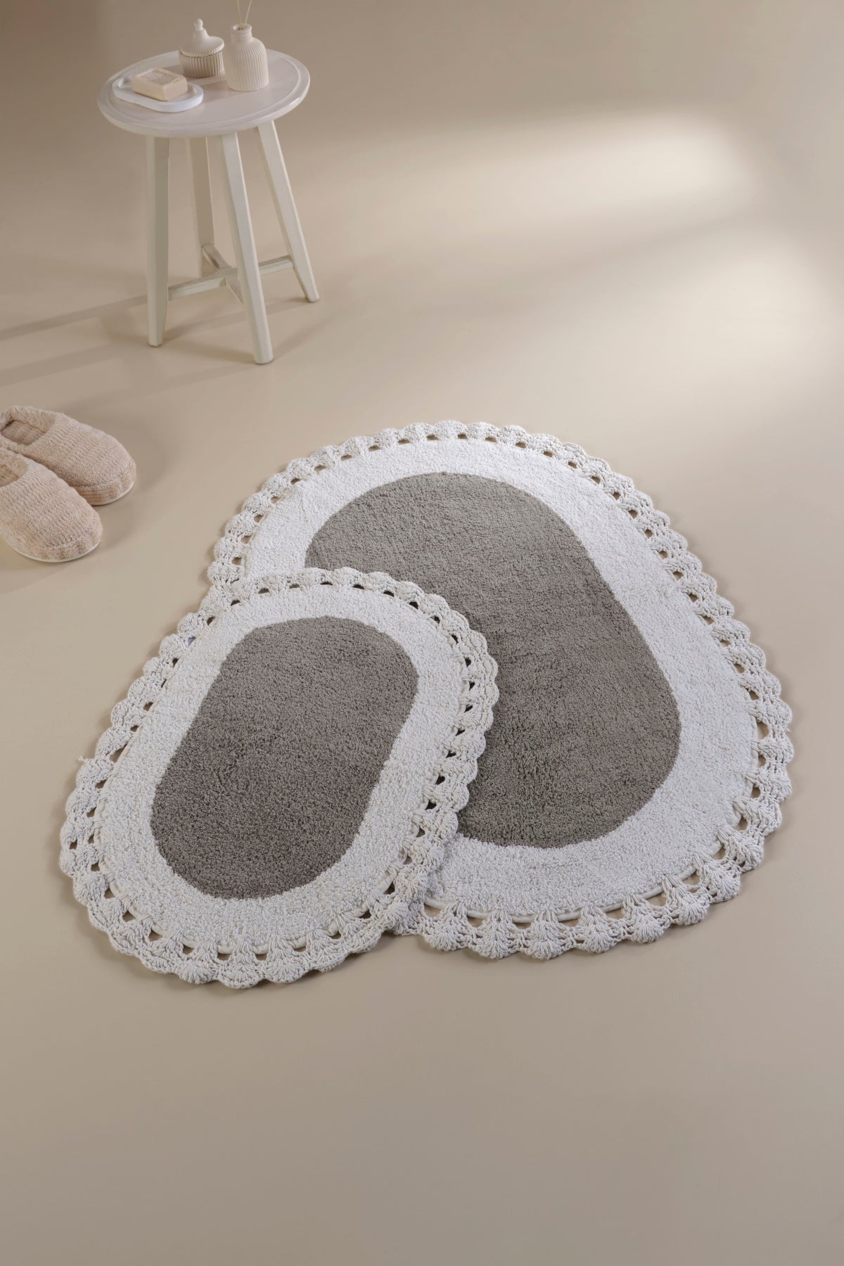 Bianca 2’li Takım Banyo Paspası %100 Pamuk 40x60 + 60x90 Gri