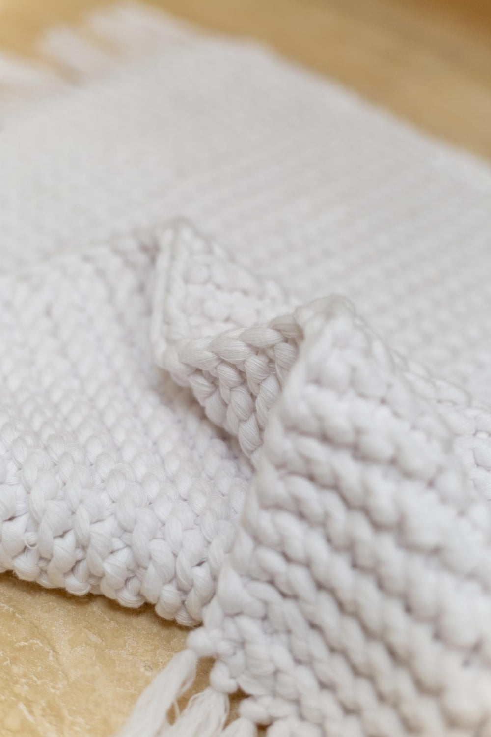 Lavish Hand-Knitted Single Bath Mat %100 Cotton 50x70 White