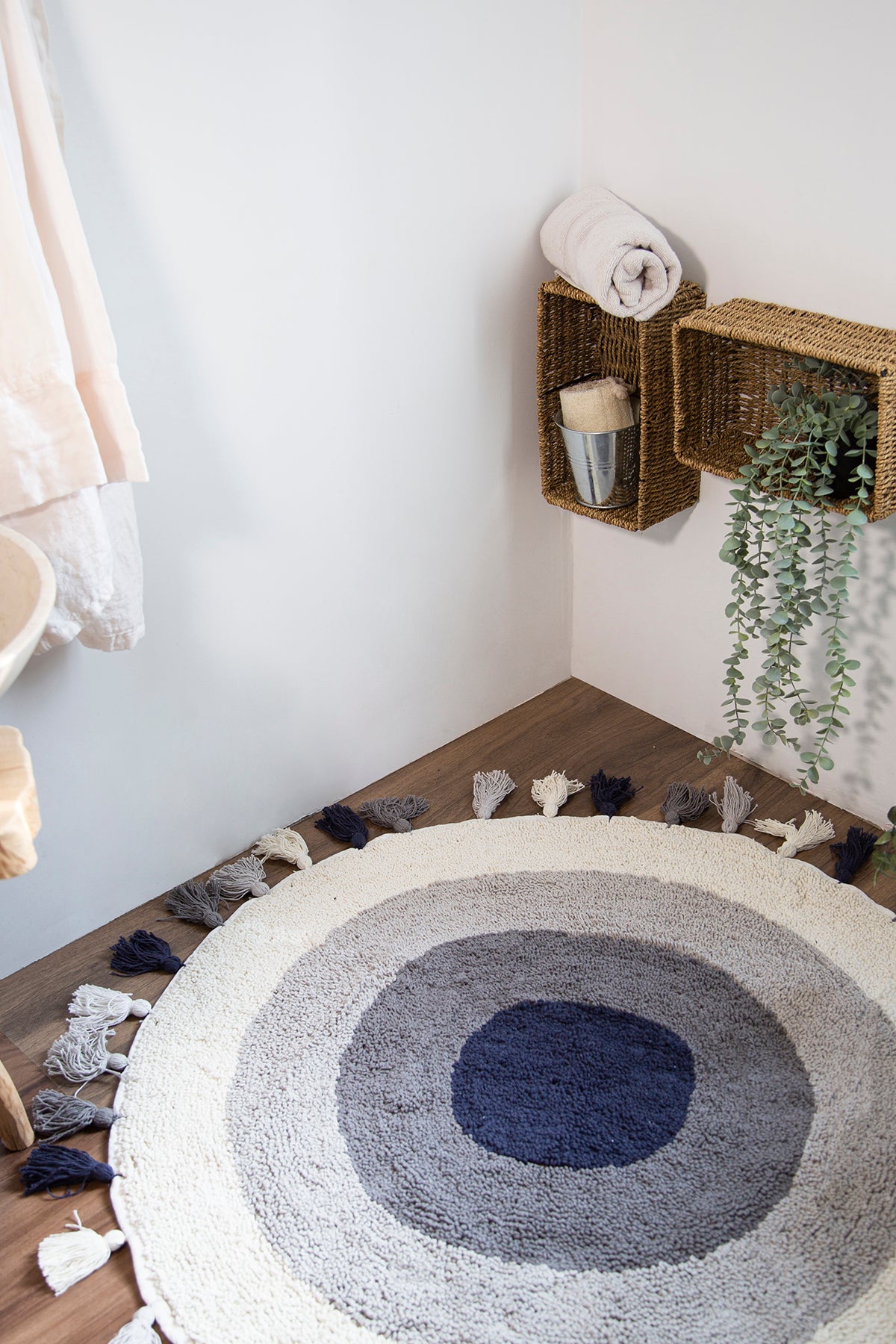 Laura Round Bath Mat 100% Cotton 100x100 Ecru