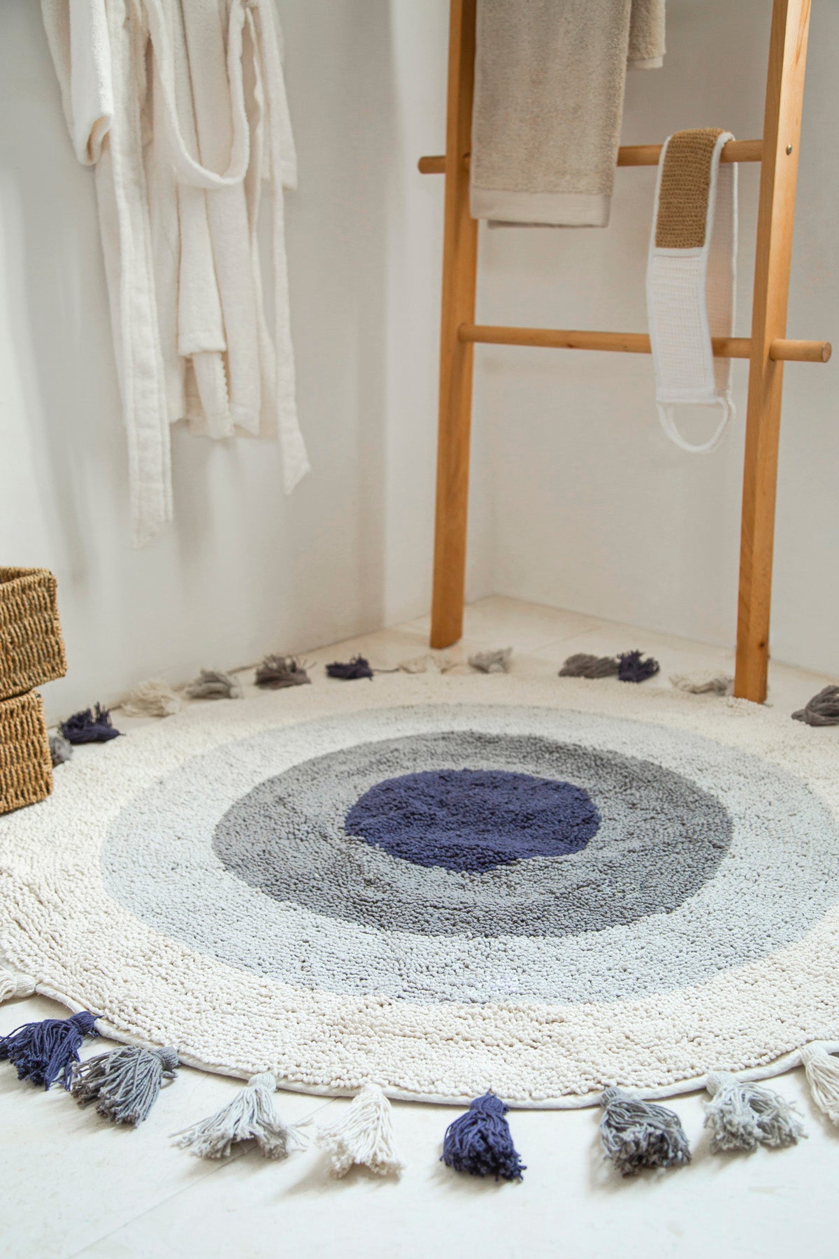 Laura Round Bath Mat 100% Cotton 100x100 Ecru