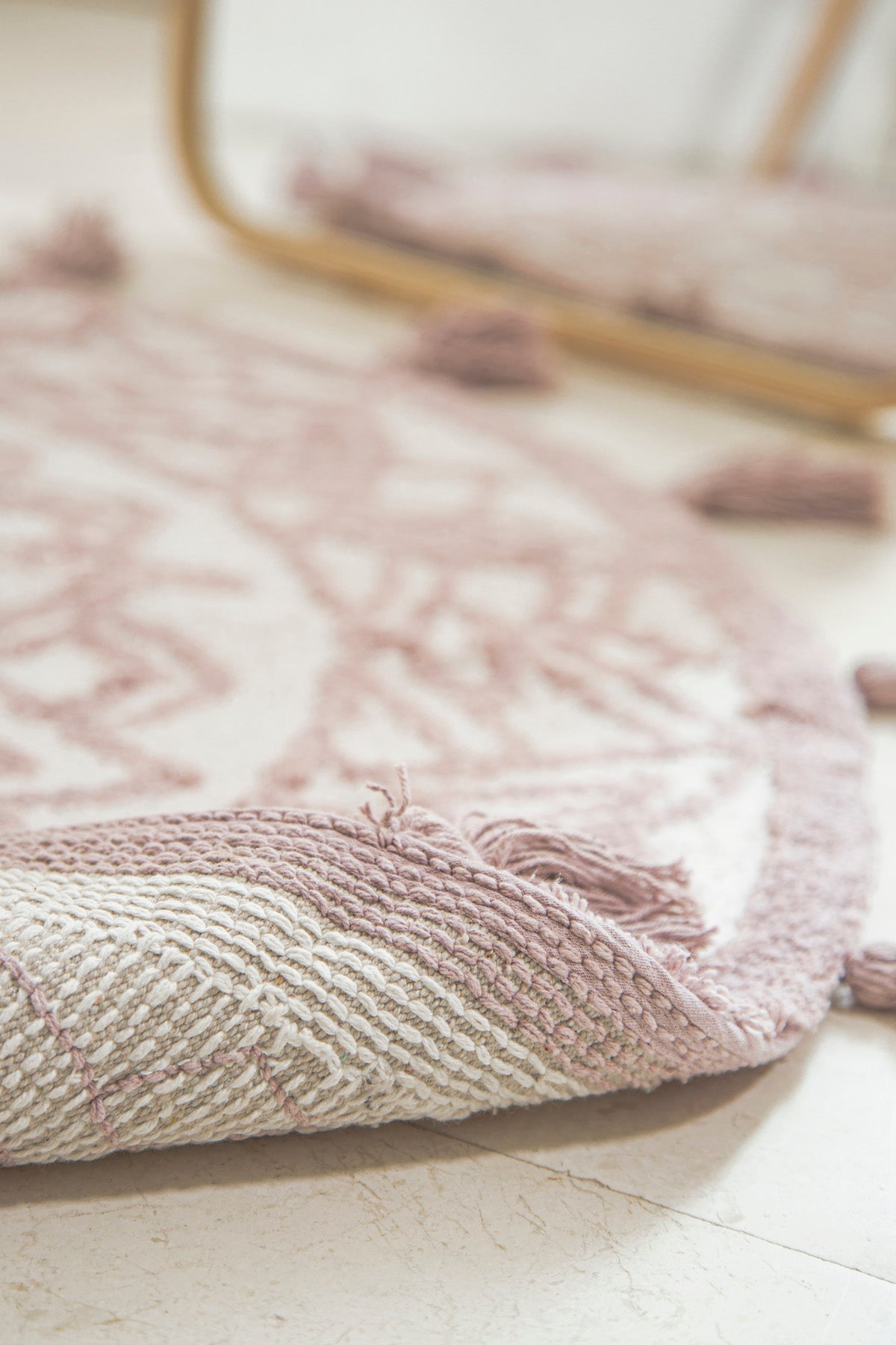 Pina Round Bath Mat 100% Cotton 100x100 Pink