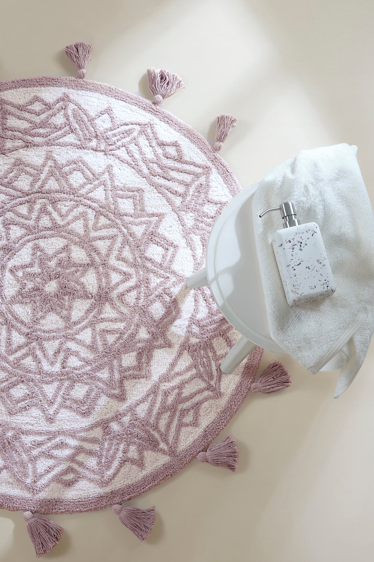 Pina Round Bath Mat 100% Cotton 100x100 Pink