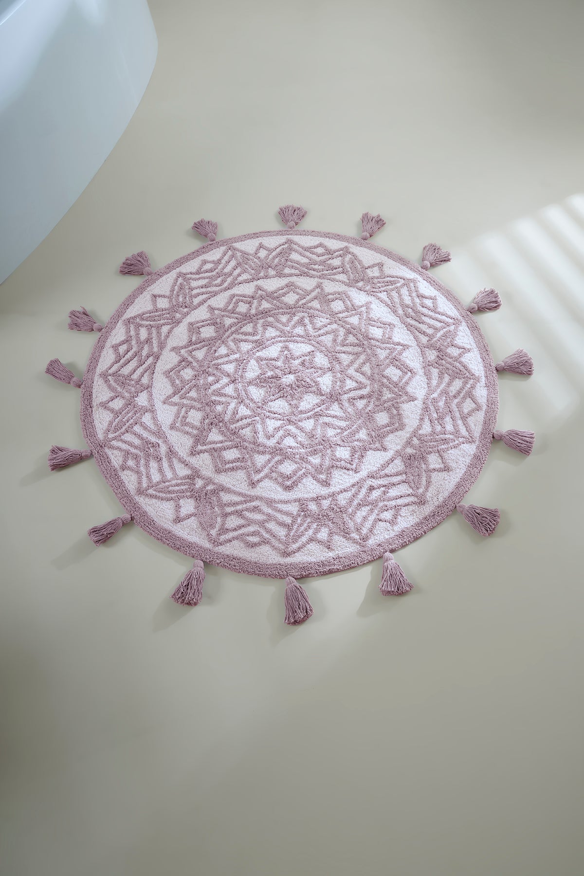Pina Yuvarlak Banyo Paspası %100 Pamuk 100x100 Pembe