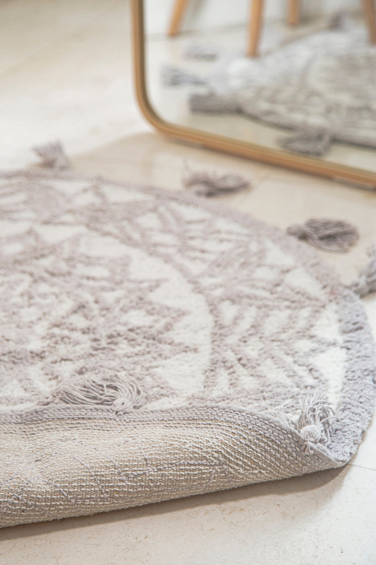 Pina Round Bath Mat 100% Cotton 100x100 Grey