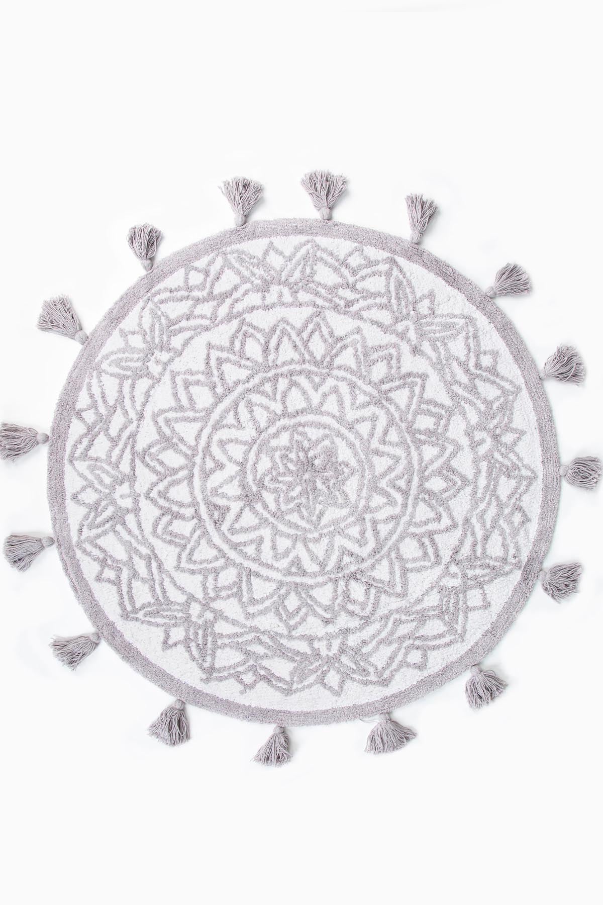 Pina Round Bath Mat 100% Cotton 100x100 Grey