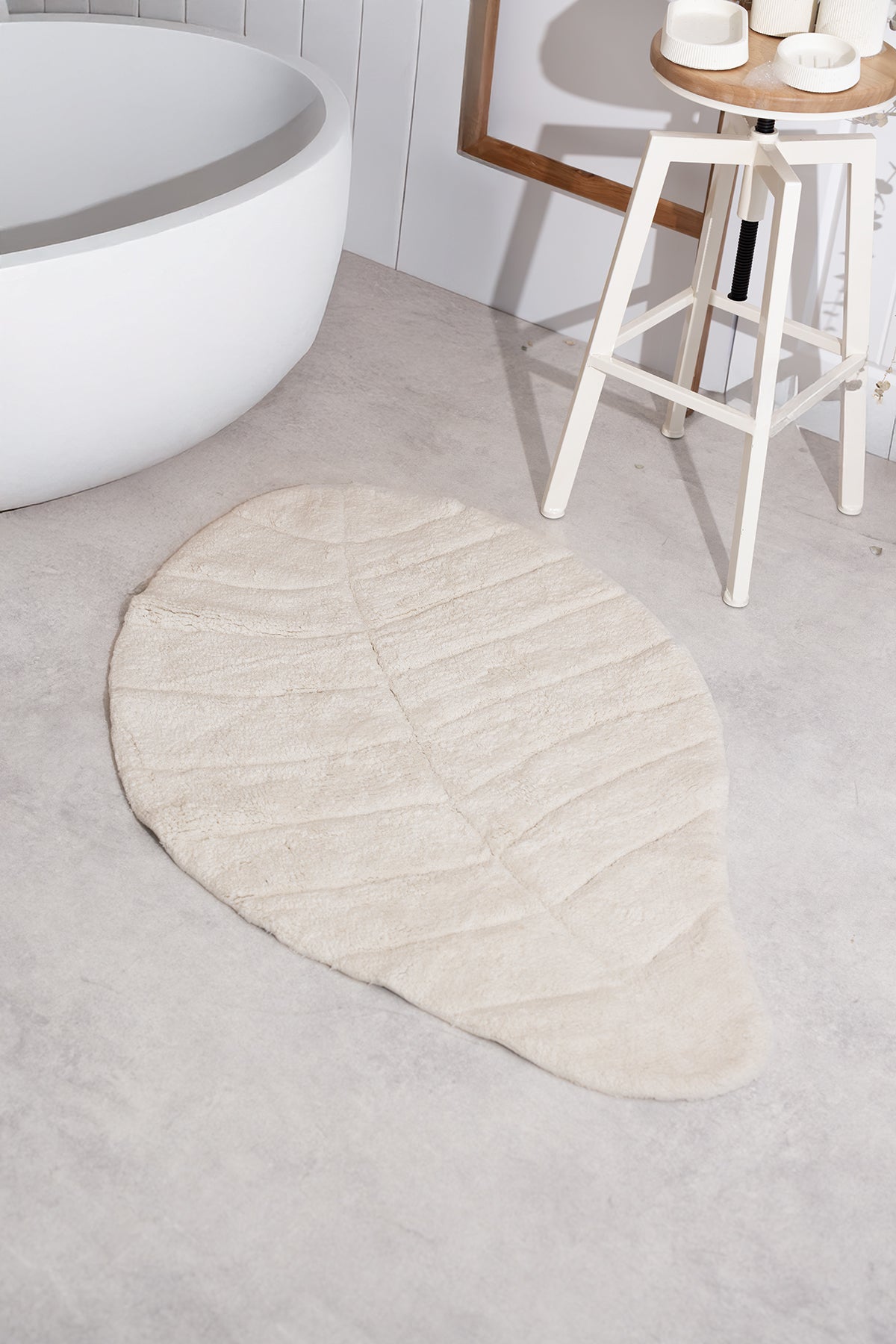 Tropic Tekli Banyo Paspası %100 Pamuk 70x110 cm Ekru
