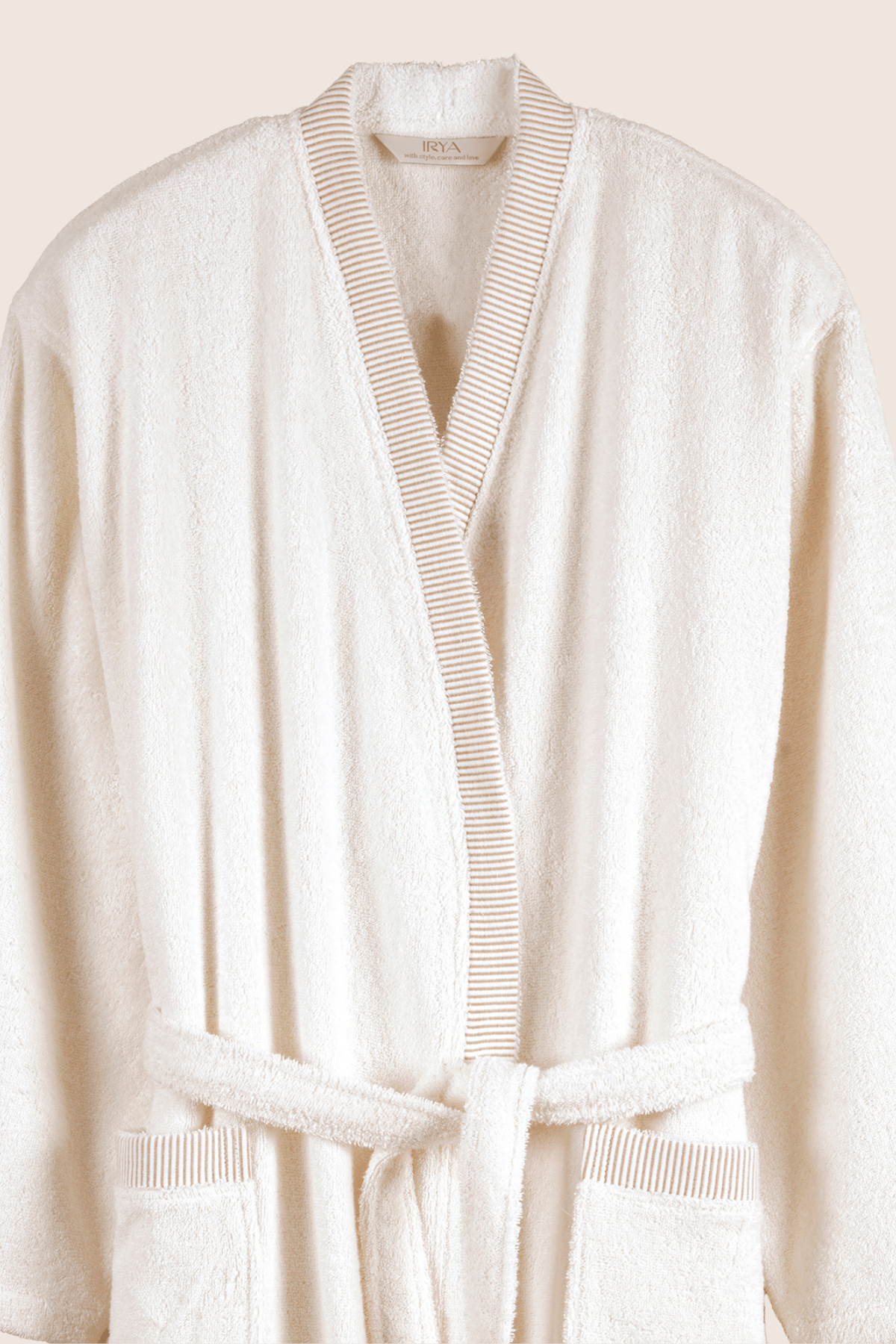 Marble %100 Pamuk Kadın Bornoz Krem