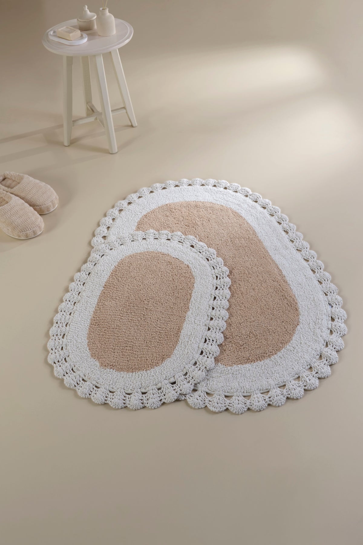 Bianca 2’li Takım Banyo Paspası %100 Pamuk 40x60 + 60x90cm Kahverengi