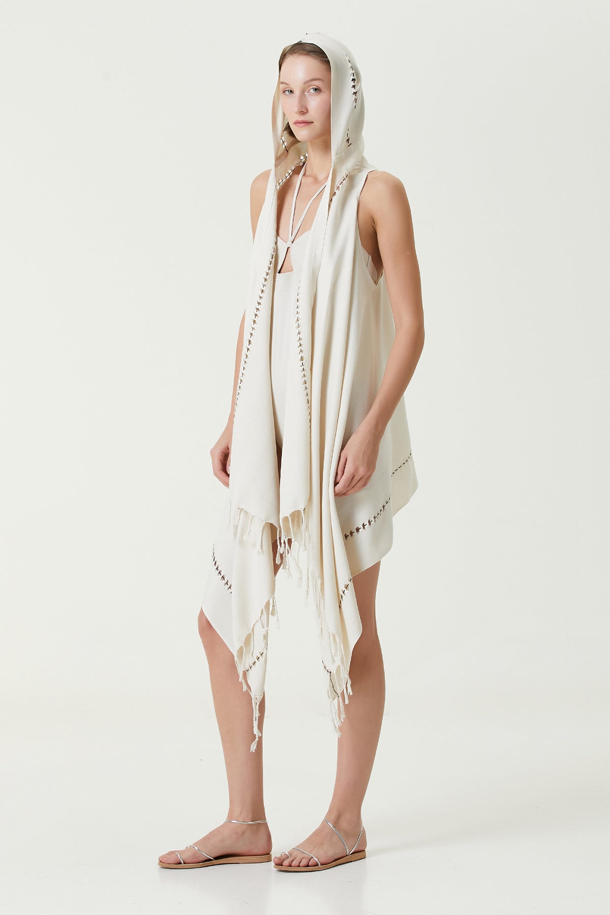 Layla Kapüşonlu Elbise Bej