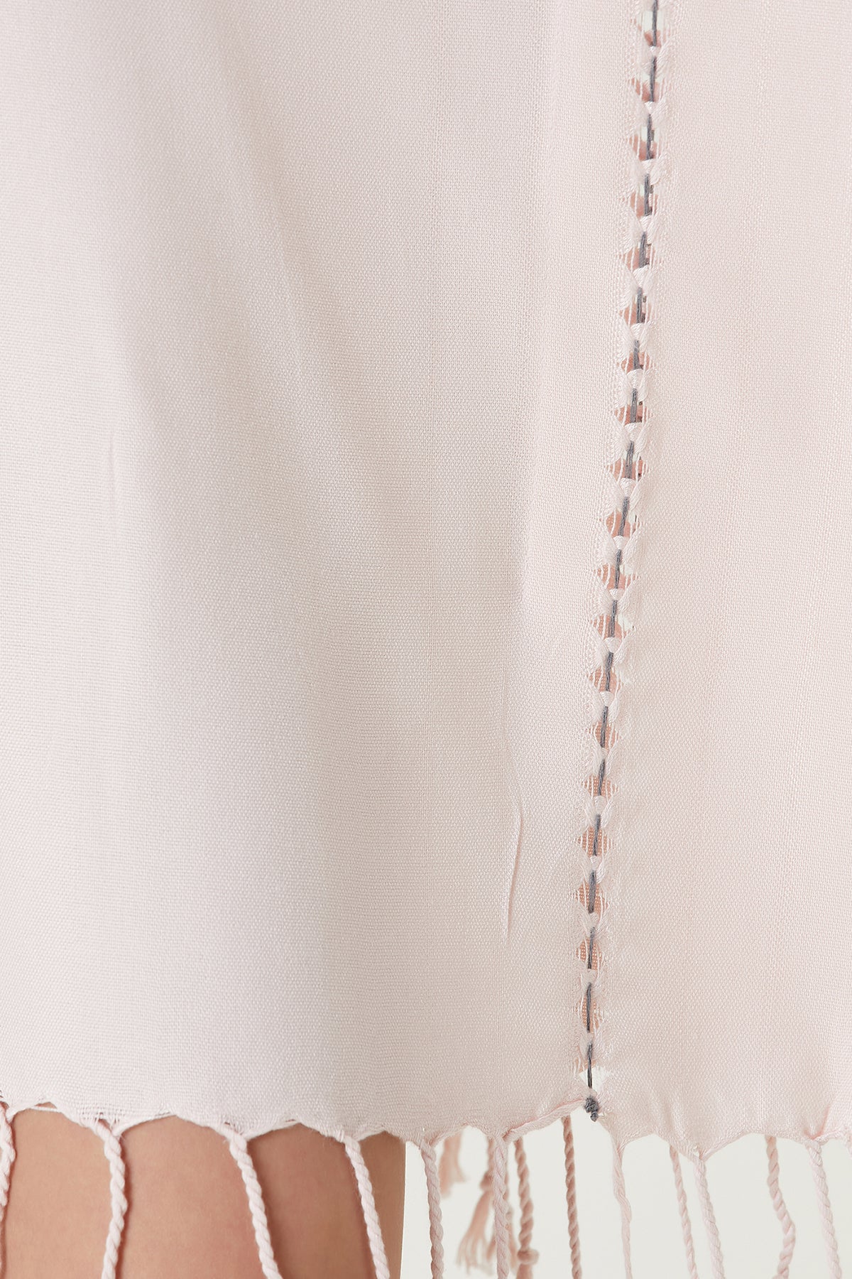 Layla V Yaka Elbise Pudra