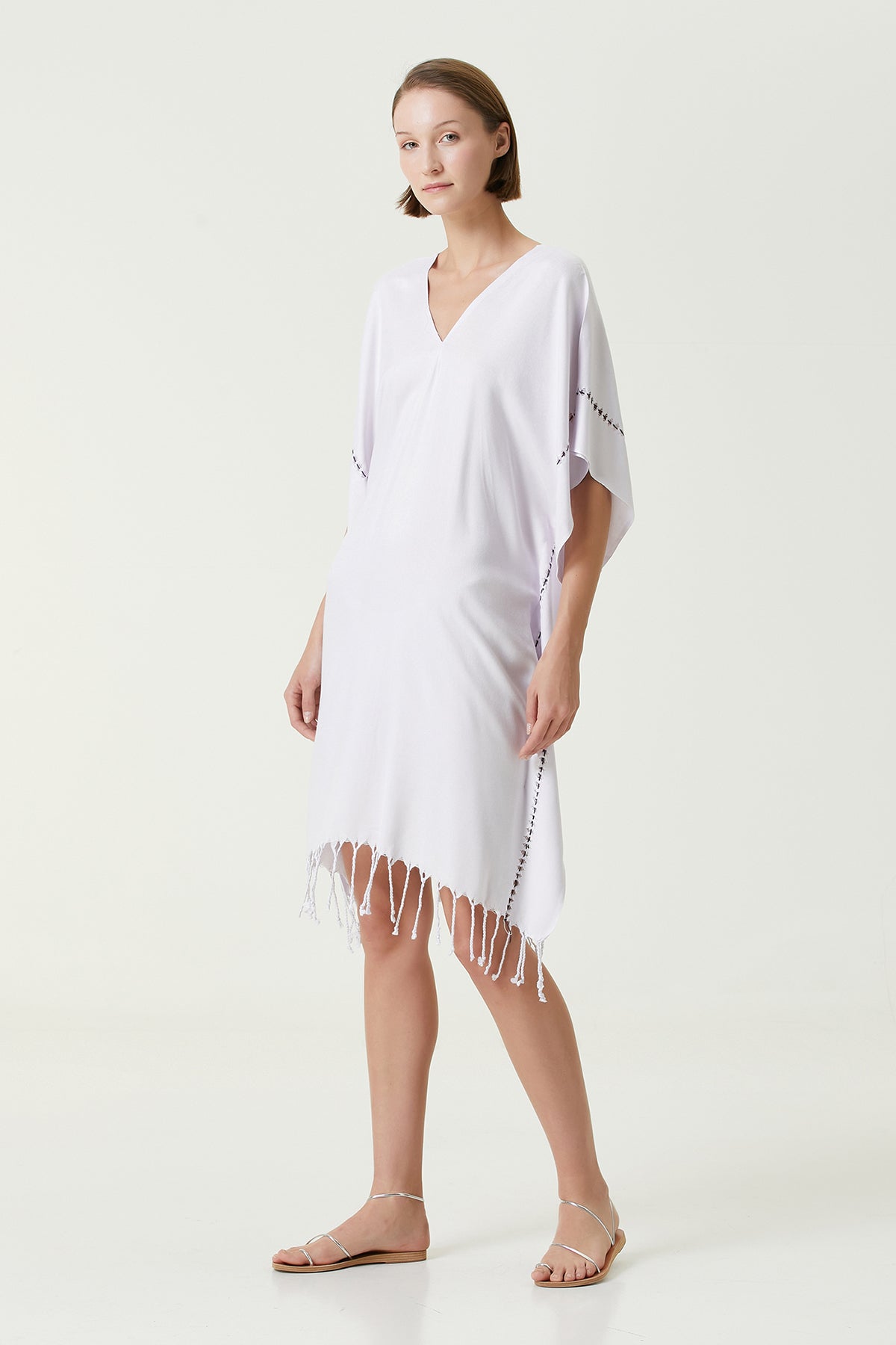 Layla V Yaka Elbise Lila