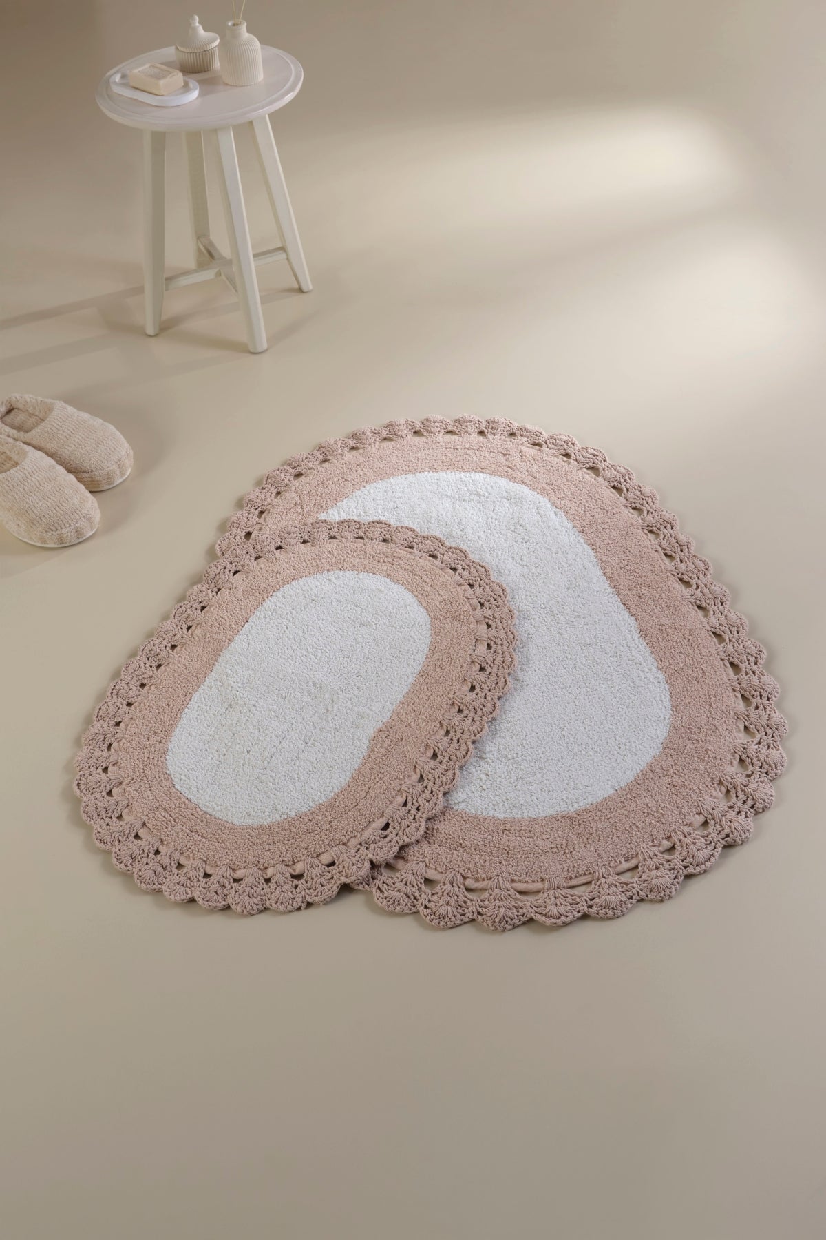 Bianca 2’li Takım Banyo Paspası %100 Pamuk 40x60 + 60x90 Ekru