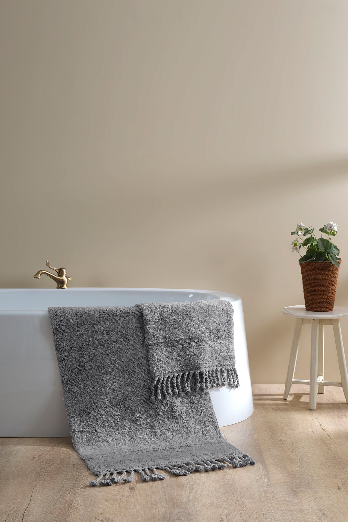 Paloma 2 Piece Bath Mat Set 100% Cotton 40x60 + 60x90 Gray