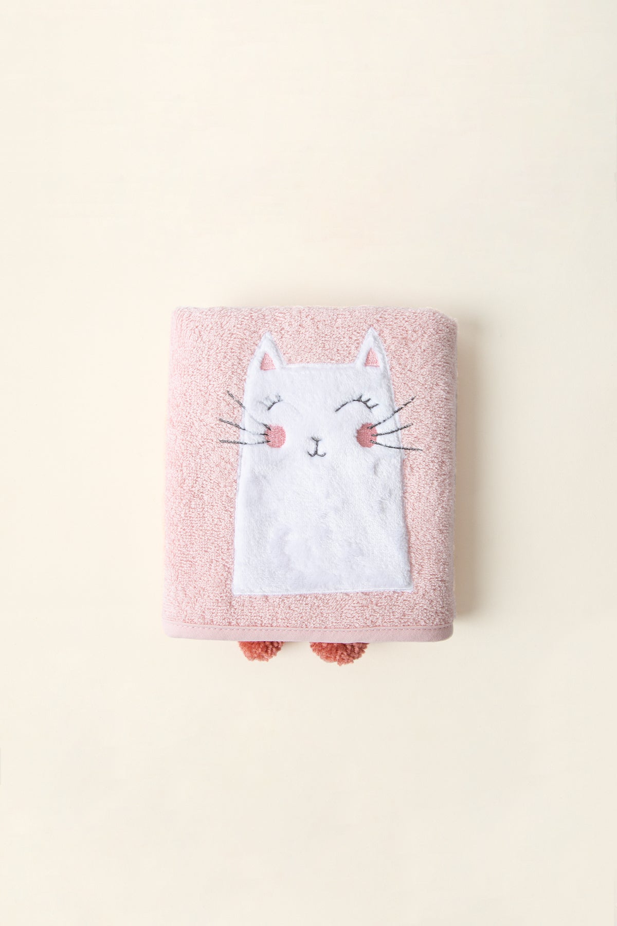 Kitty 2-Piece Organic Cotton Newborn Gift Set Pink | Towel, Bib